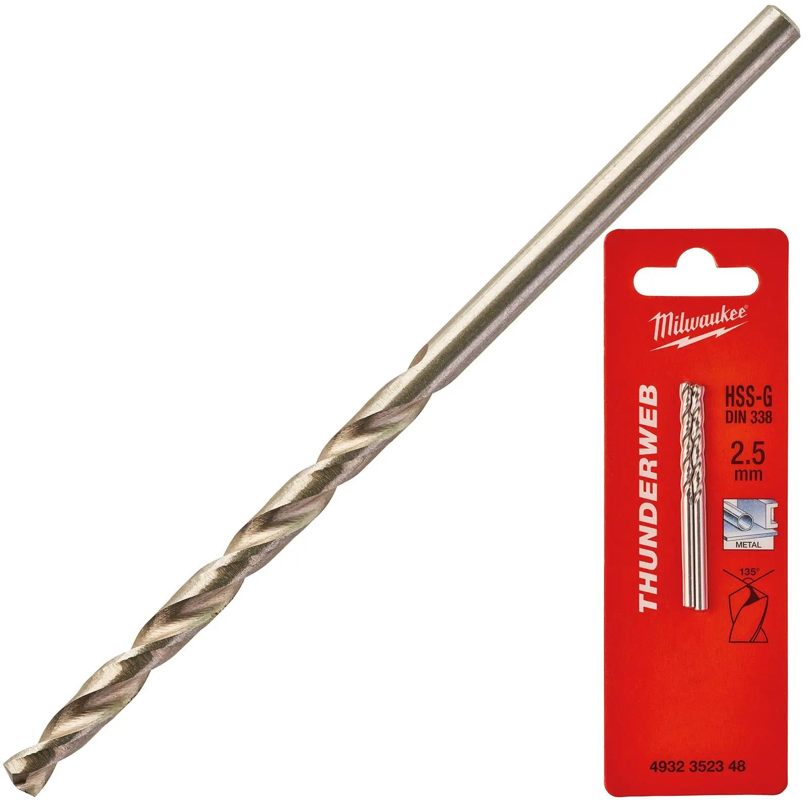 Milwaukee Thunderweb Metal Drill Bits HSS-G Ground DIN338 2 Pack 1.0-4.0mm
