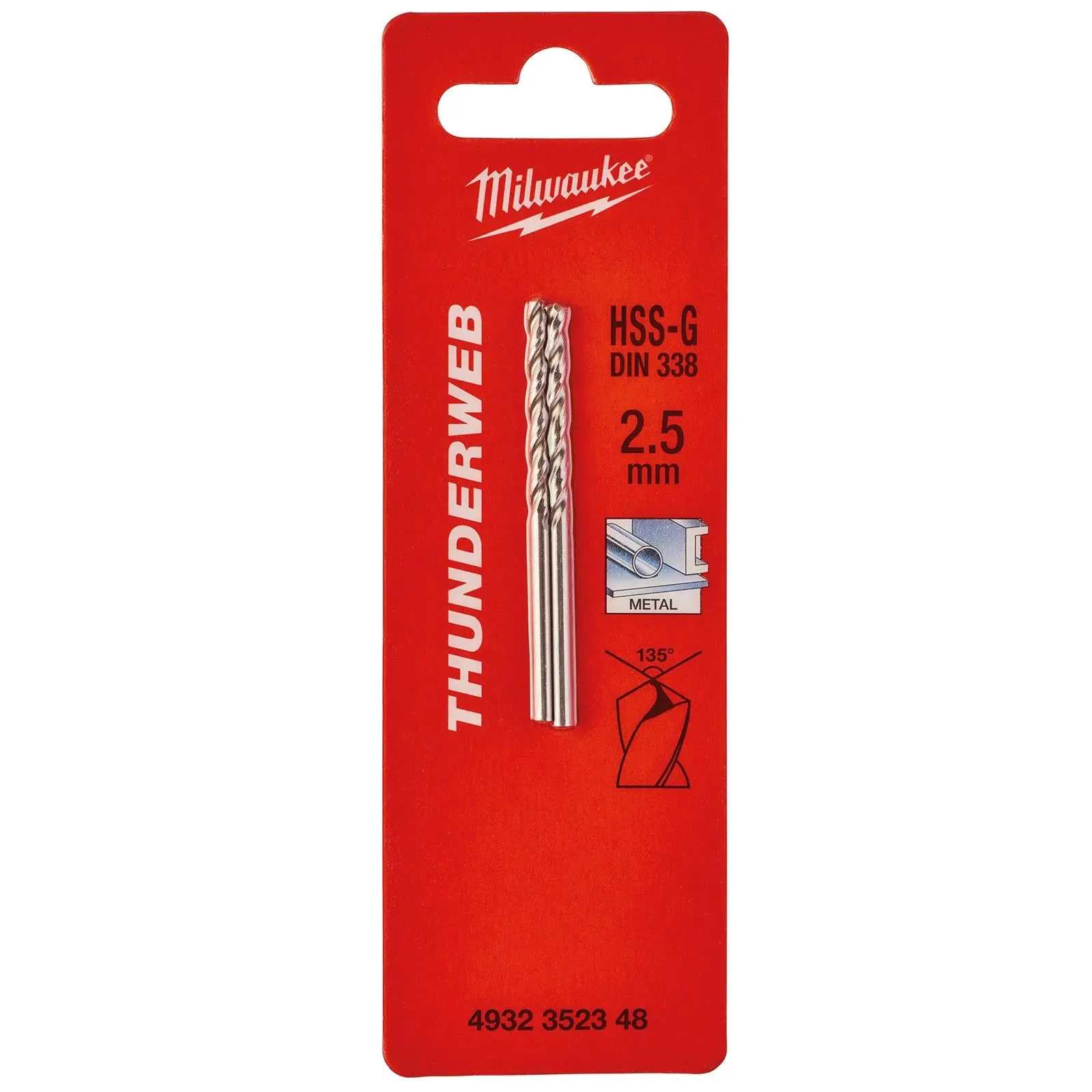 Milwaukee Thunderweb Metal Drill Bits HSS-G Ground DIN338 2 Pack 1.0-4.0mm - Image 2