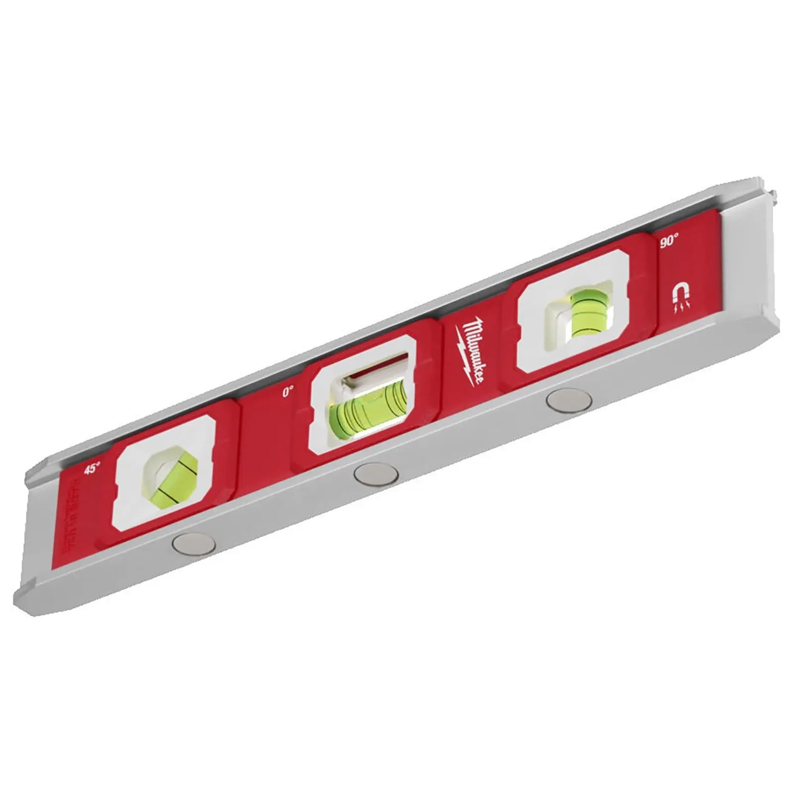 Milwaukee 25cm Base Torpedo Spirit Level Magnetic Hi-Vis Vials Slim Aluminium Frame Measuring - Image 3