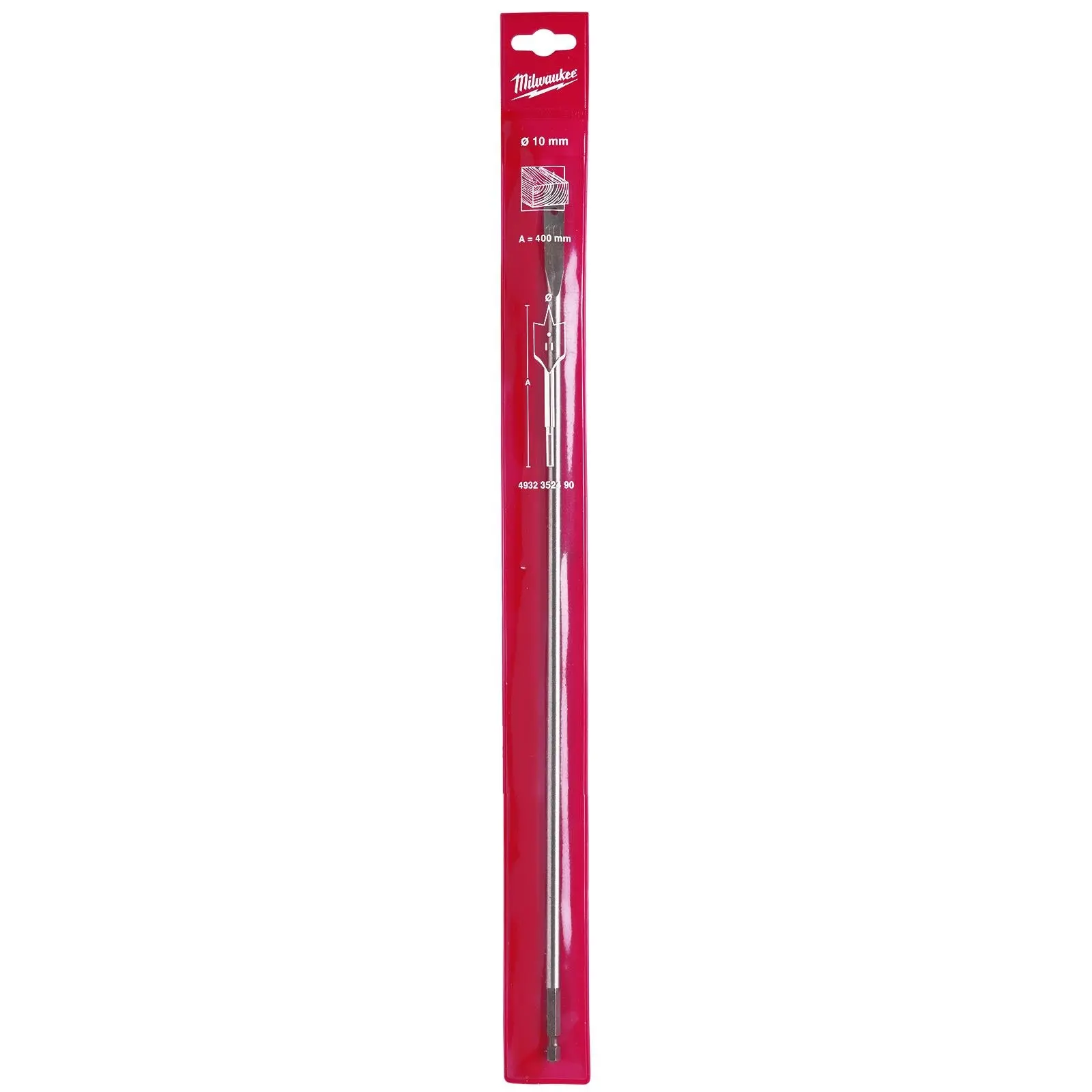 Milwaukee Flat Wood Boring Drill Bits 400mm Length 1/4" Hex Shank - Image 3
