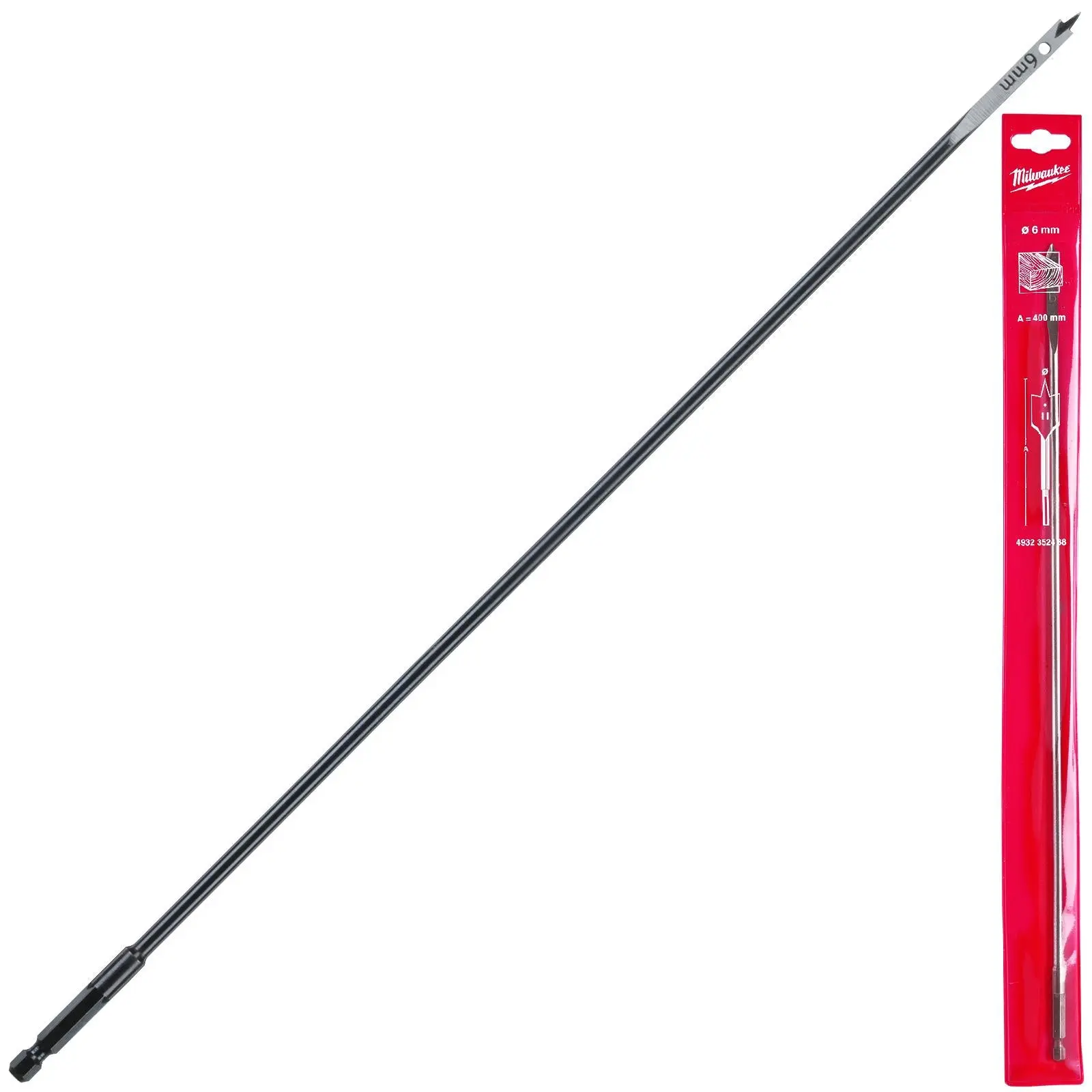 Milwaukee Flat Wood Boring Drill Bits 400mm Length 1/4" Hex Shank - Image 44