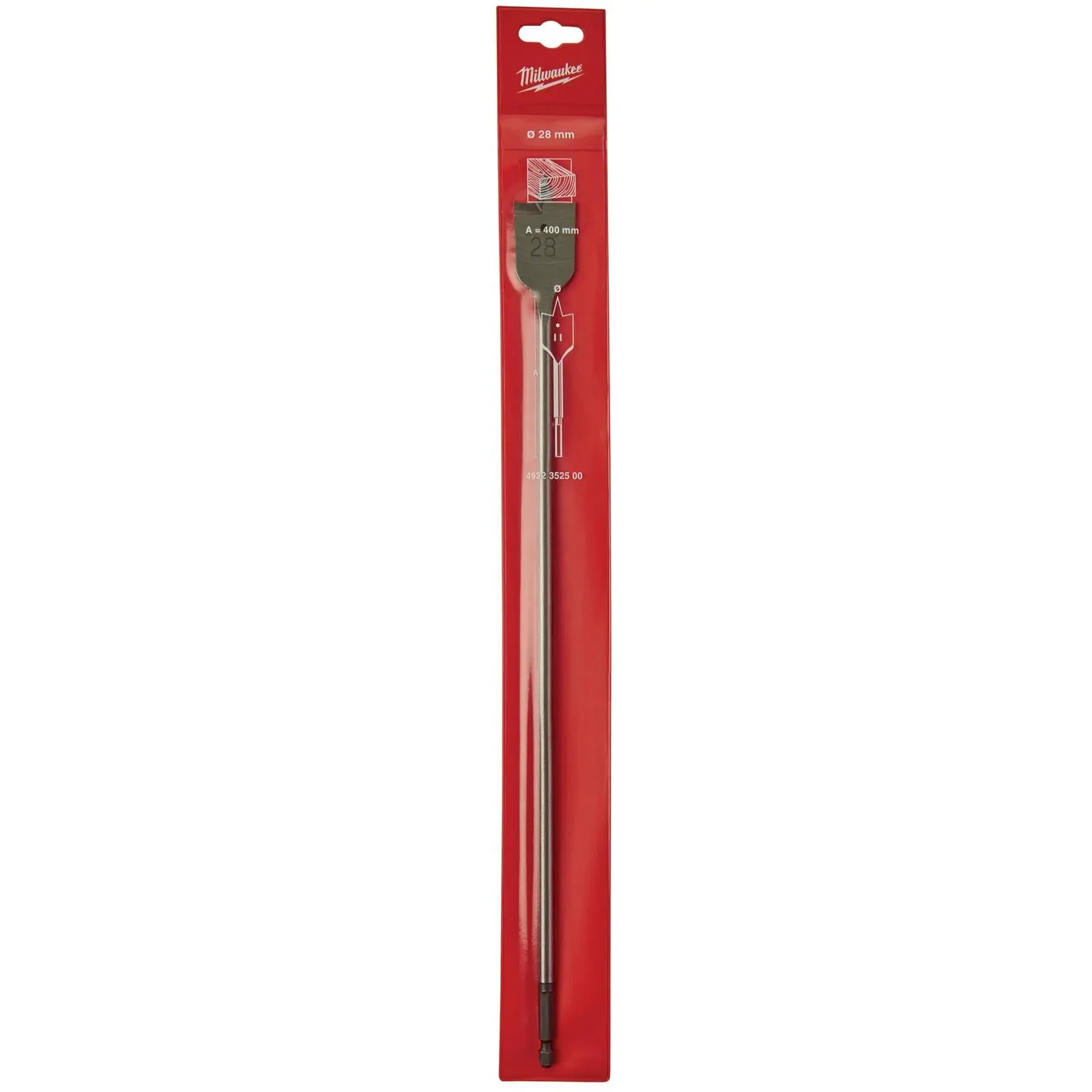 Milwaukee Flat Wood Boring Drill Bits 400mm Length 1/4" Hex Shank - Image 9