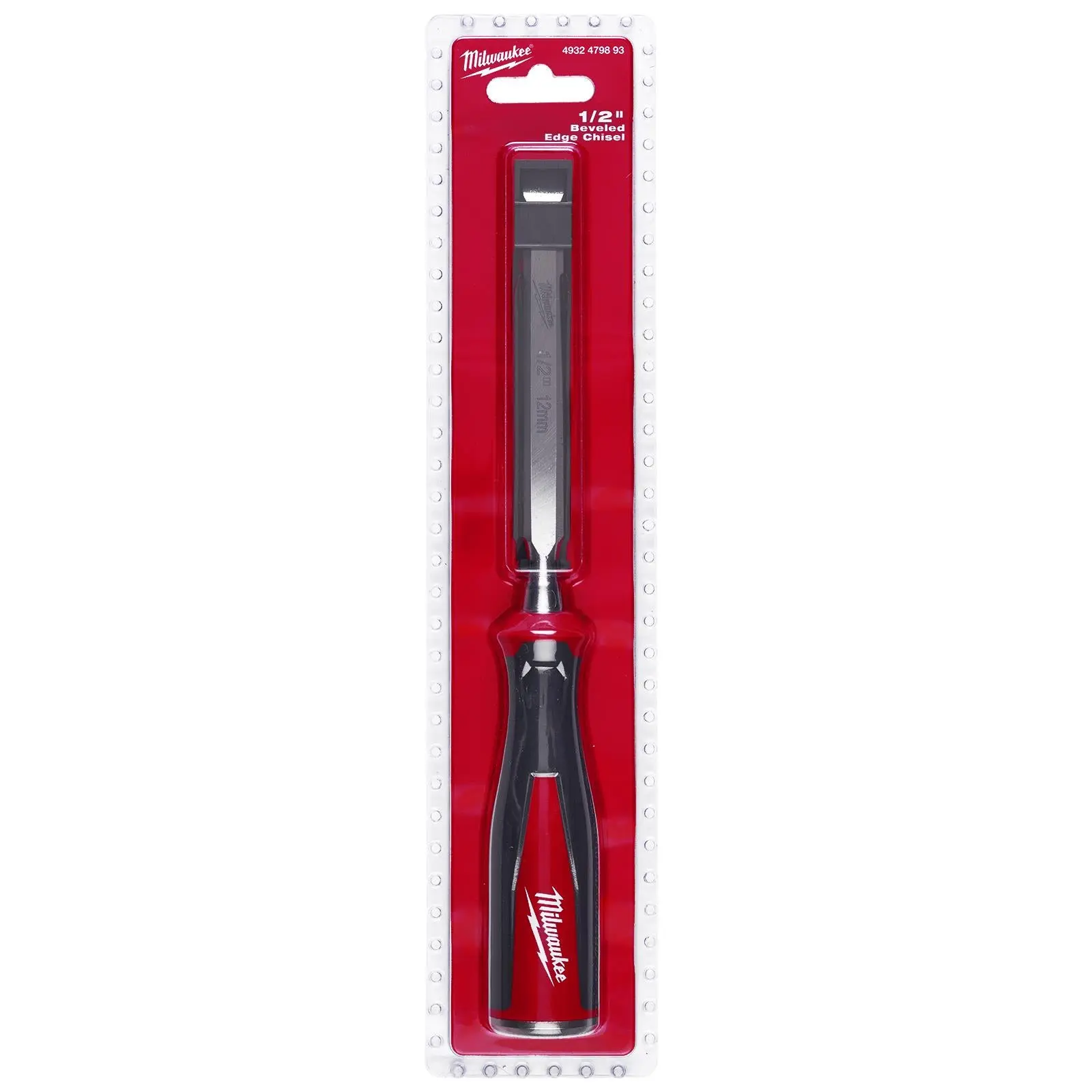 Milwaukee Beveled Edge Wood Chisel 12mm 1/2" All Metal Core with Striking Cap - Image 2