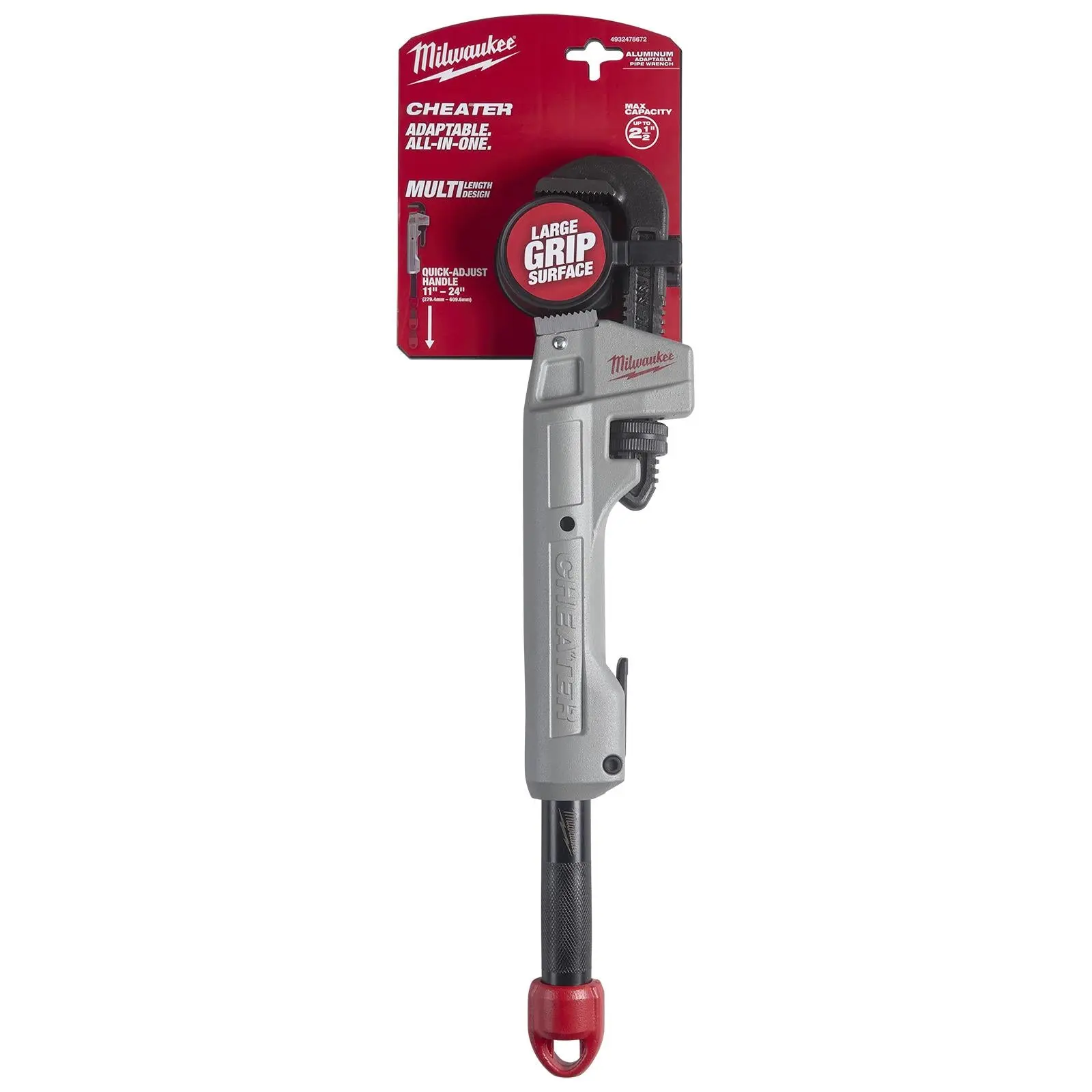Milwaukee CHEATER Aluminium Adjustable Pipe Wrench 63mm Jaw 250-600mm - Image 2