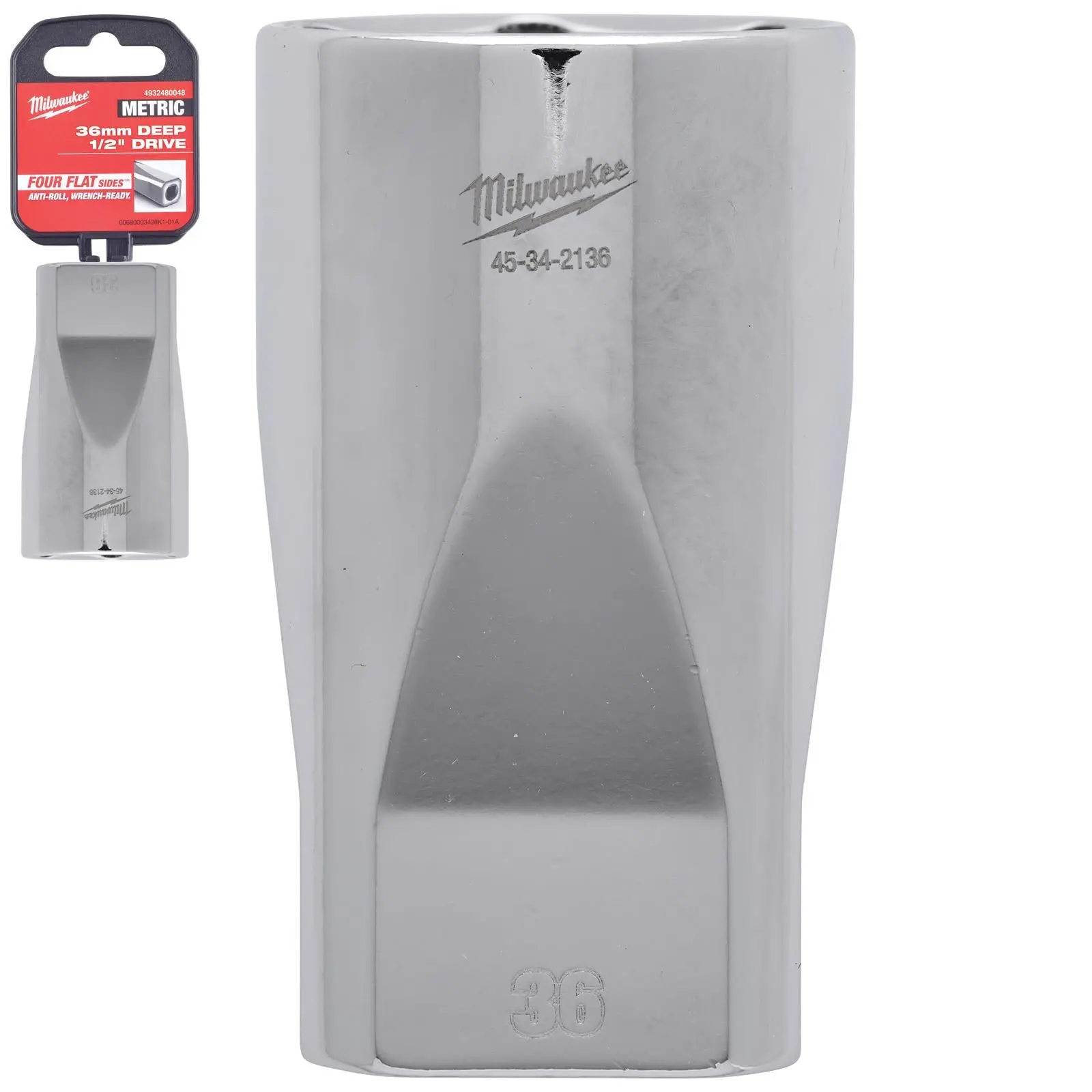 Milwaukee Chrome Socket 1/2" Drive Four Flat Sides Metric Deep 10-36mm Individual - Choose Size - Image 19