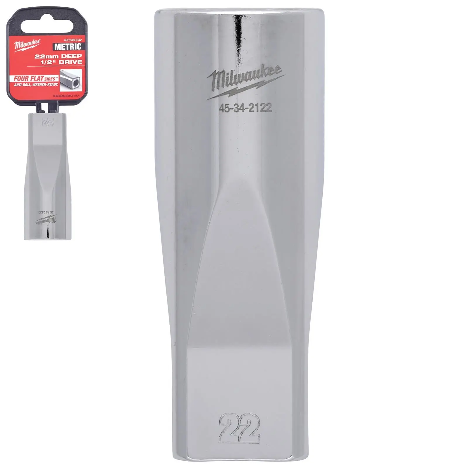 Milwaukee Chrome Socket 1/2" Drive Four Flat Sides Metric Deep 10-36mm Individual - Choose Size - Image 3
