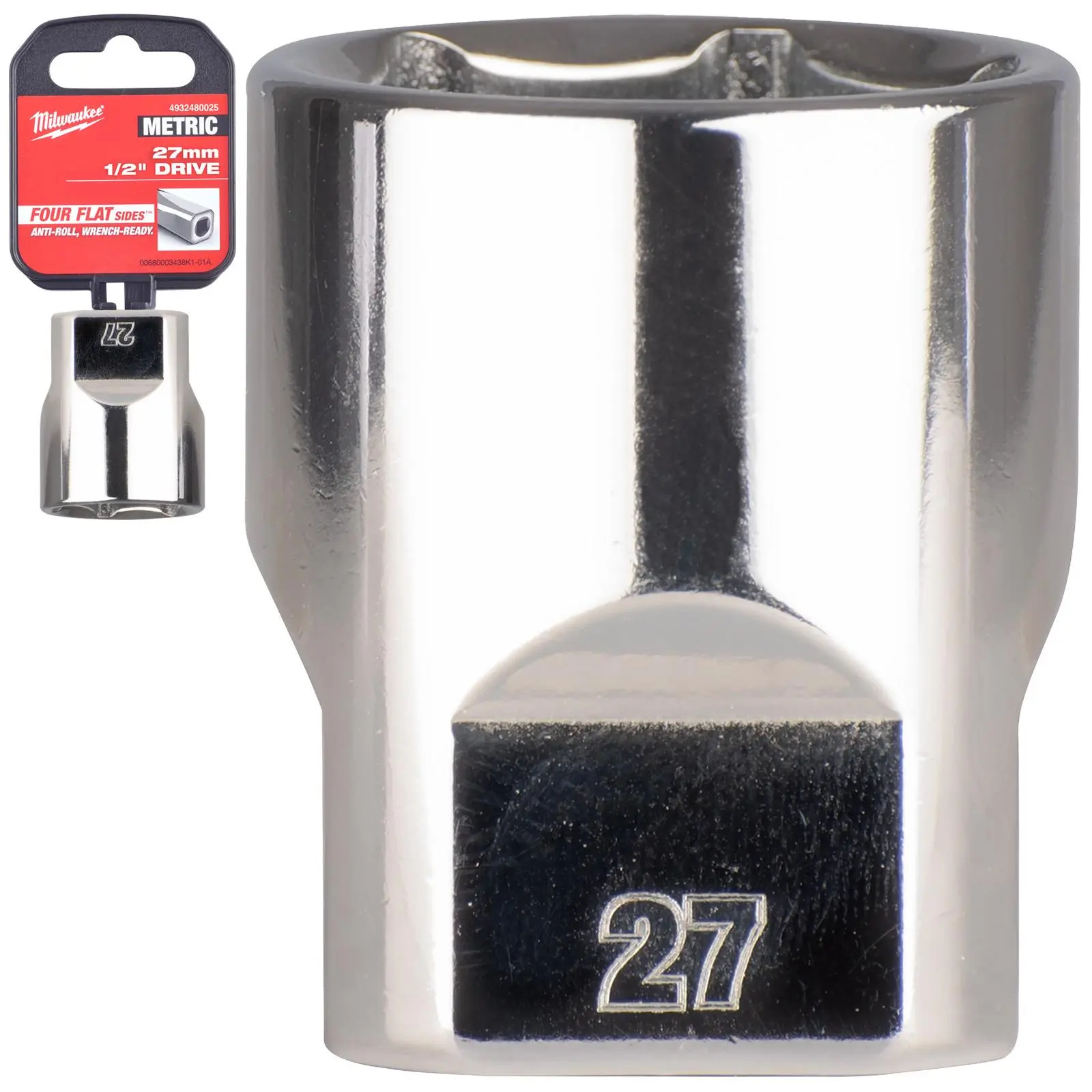 Milwaukee Chrome Socket 1/2" Drive Four Flat Sides Metric Standard 8-36mm Individual - Choose Size - Image 15