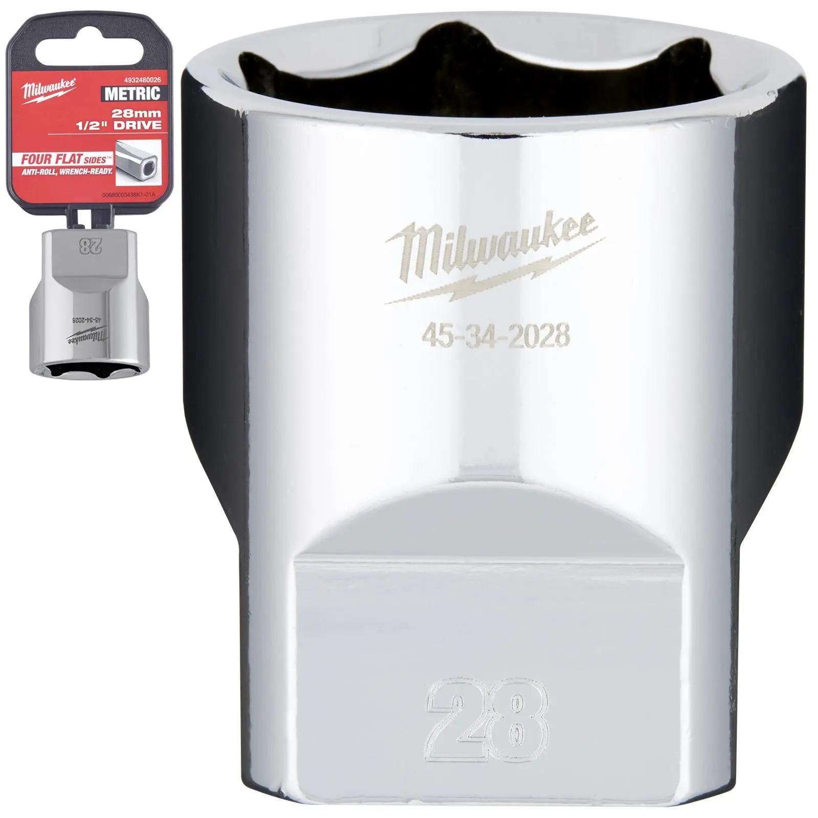 Milwaukee Chrome Socket 1/2" Drive Four Flat Sides Metric Standard 8-36mm Individual - Choose Size - Image 19