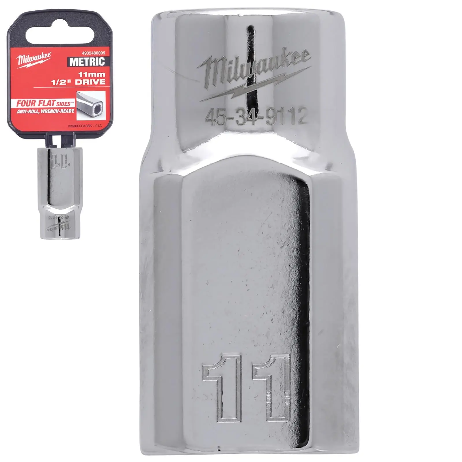 Milwaukee Chrome Socket 1/2" Drive Four Flat Sides Metric Standard 8-36mm Individual - Choose Size - Image 3
