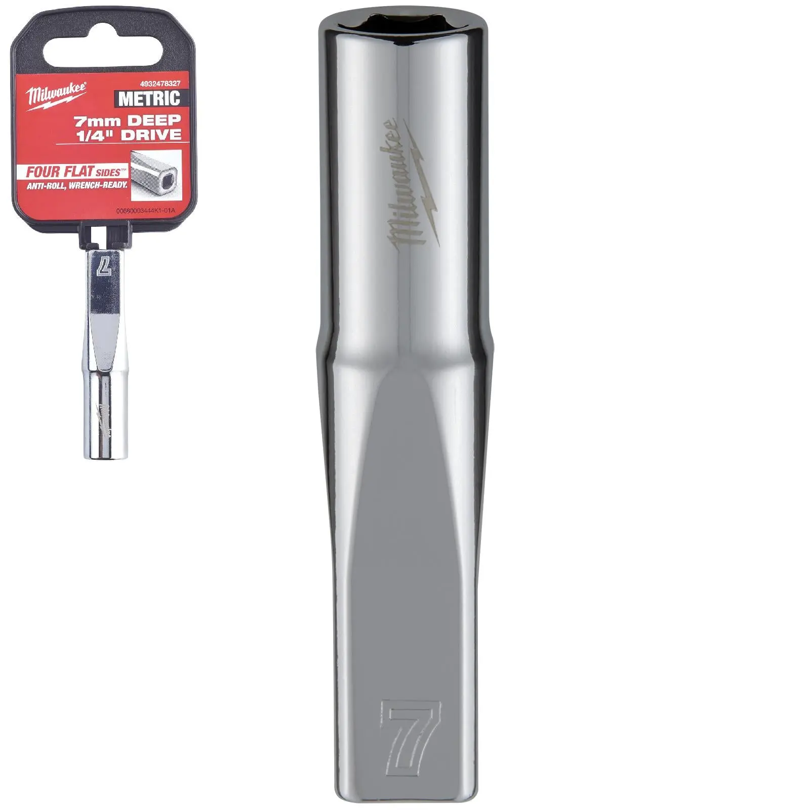 Milwaukee Chrome Socket 1/4" Drive Four Flat Sides Metric Deep 4-15mm Individual
