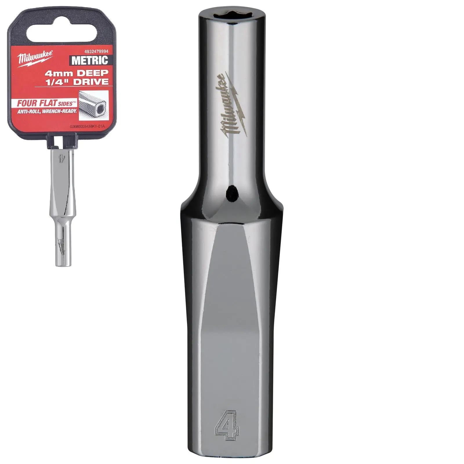 Milwaukee Chrome Socket 1/4" Drive Four Flat Sides Metric Deep 4-15mm Individual - Image 37