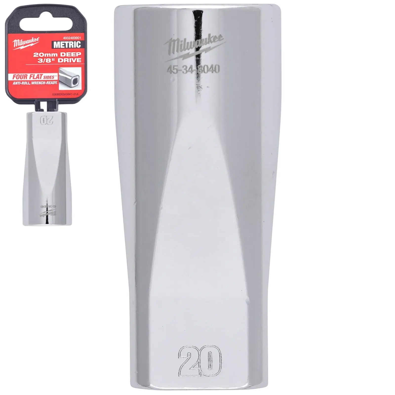 Milwaukee Chrome Socket 3/8" Drive Four Flat Sides Metric Deep 6-24mm Individual - Choose Size - Image 15