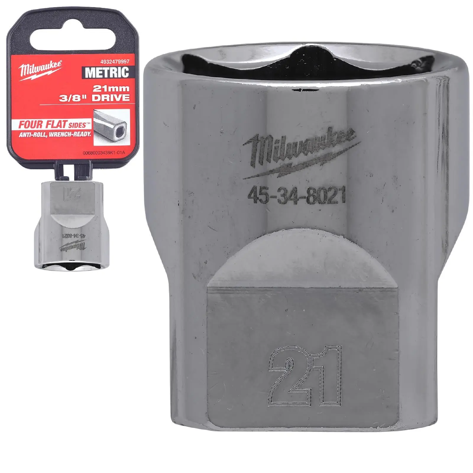 Milwaukee Chrome Socket 3/8" Drive Four Flat Sides Metric Standard 6-24mm Individual - Image 43