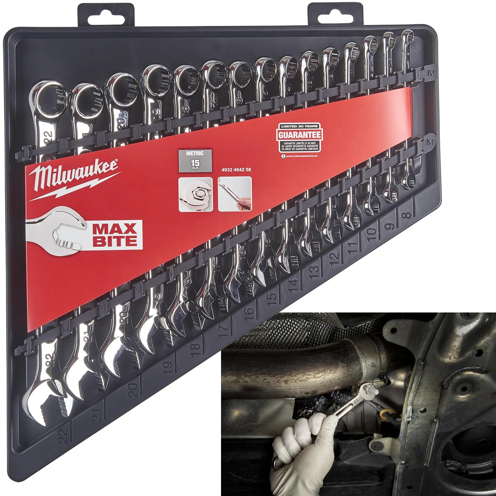 Milwaukee Combination Spanner Set MAX BITE 15 Pieces 8 - 22mm