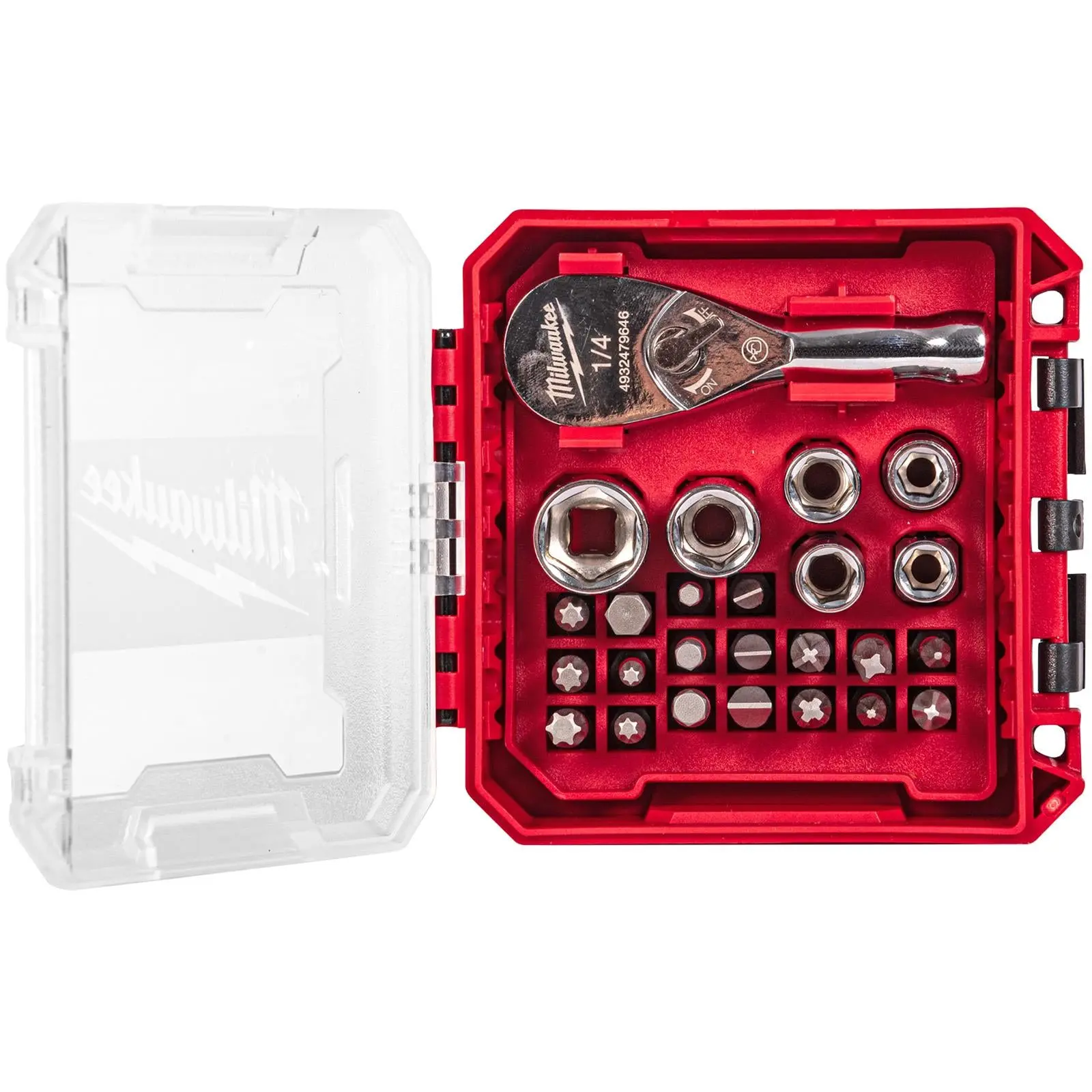 Milwaukee Compact Ratchet Set 1/4" Drive in Packout Compatible Box 25 Piece