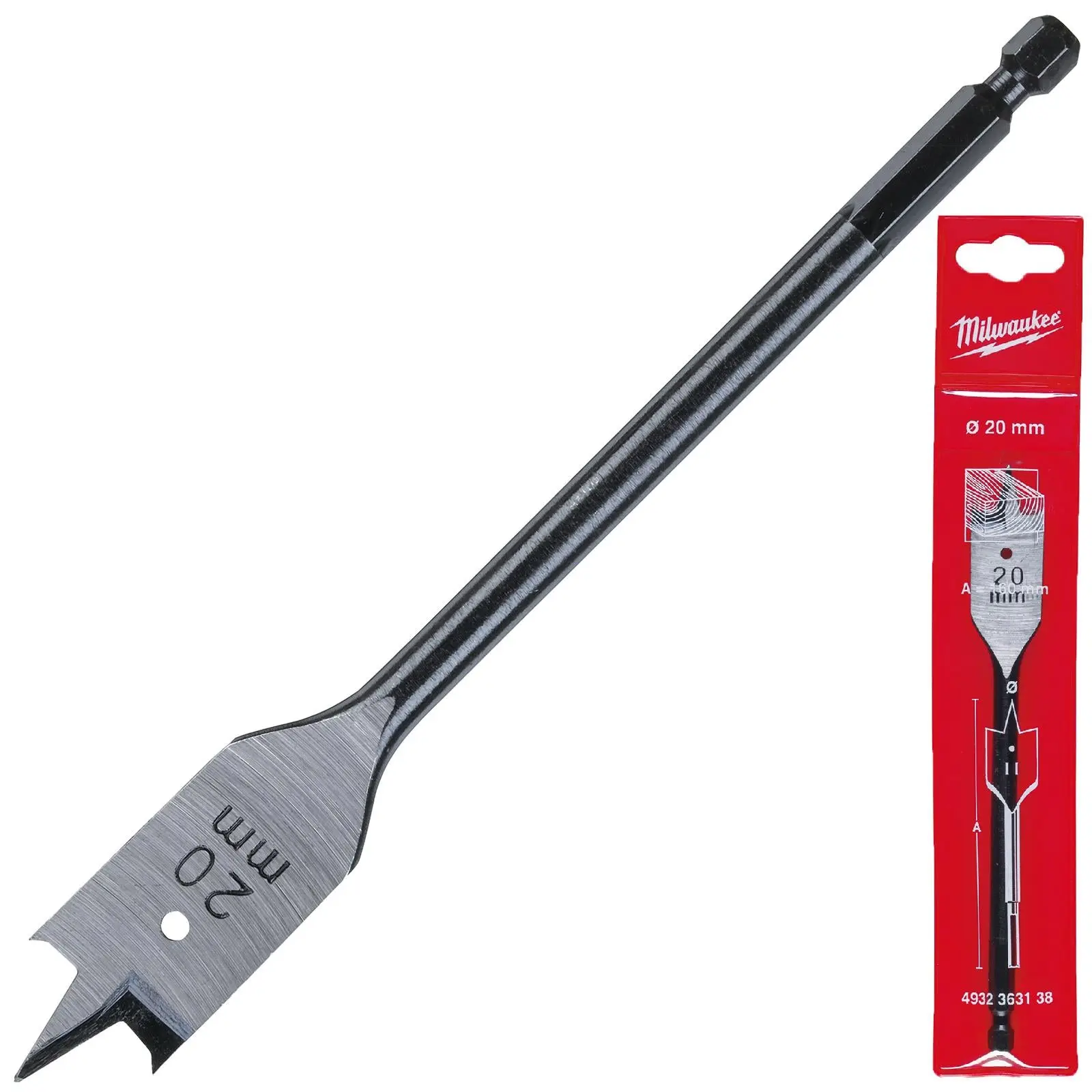Milwaukee Flat Wood Boring Drill Bits 152mm Length 1/4" Hex Shank - Image 57
