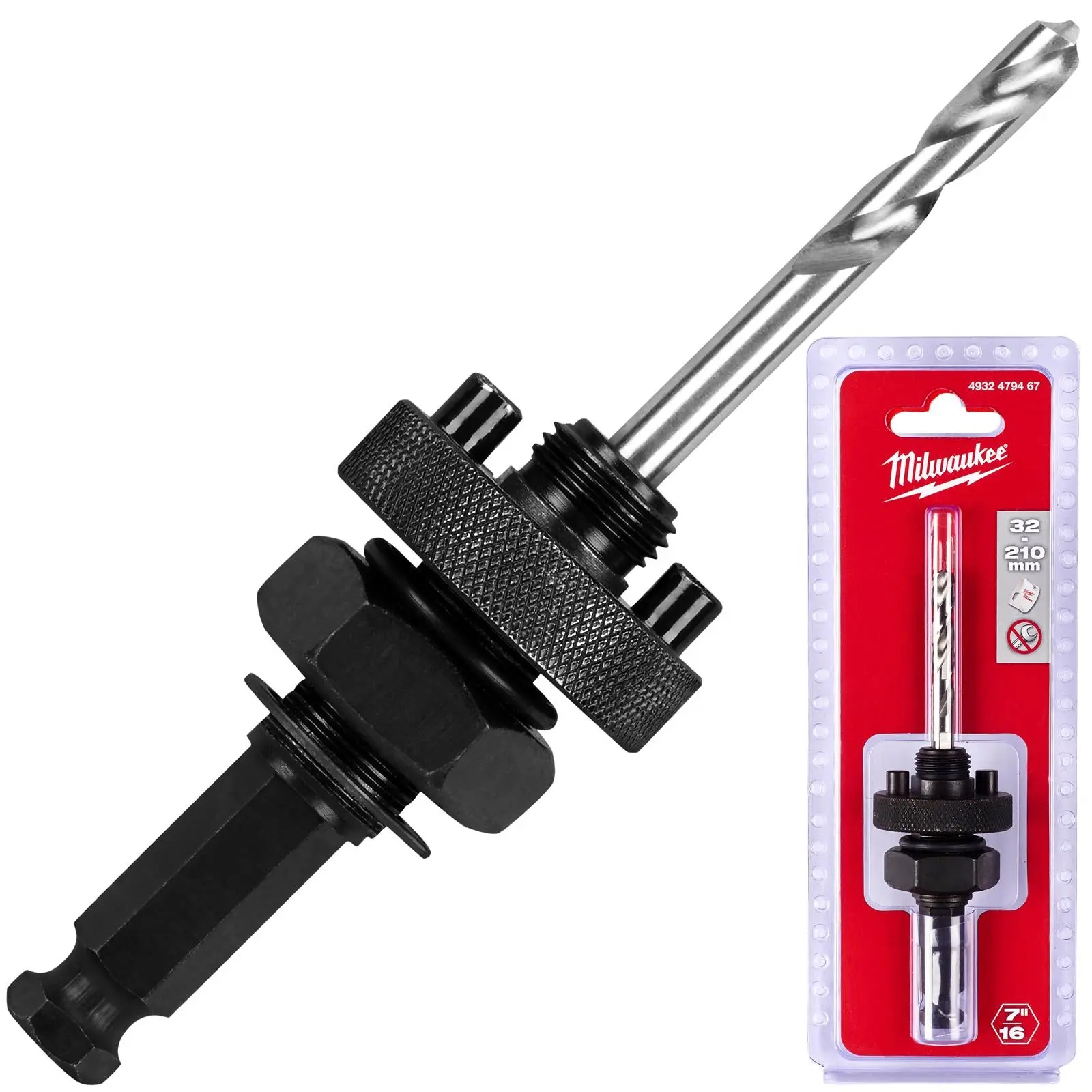 Milwaukee Holesaw Arbor 32-210mm 9.5mm Hex Shank Hole Saw Attachment