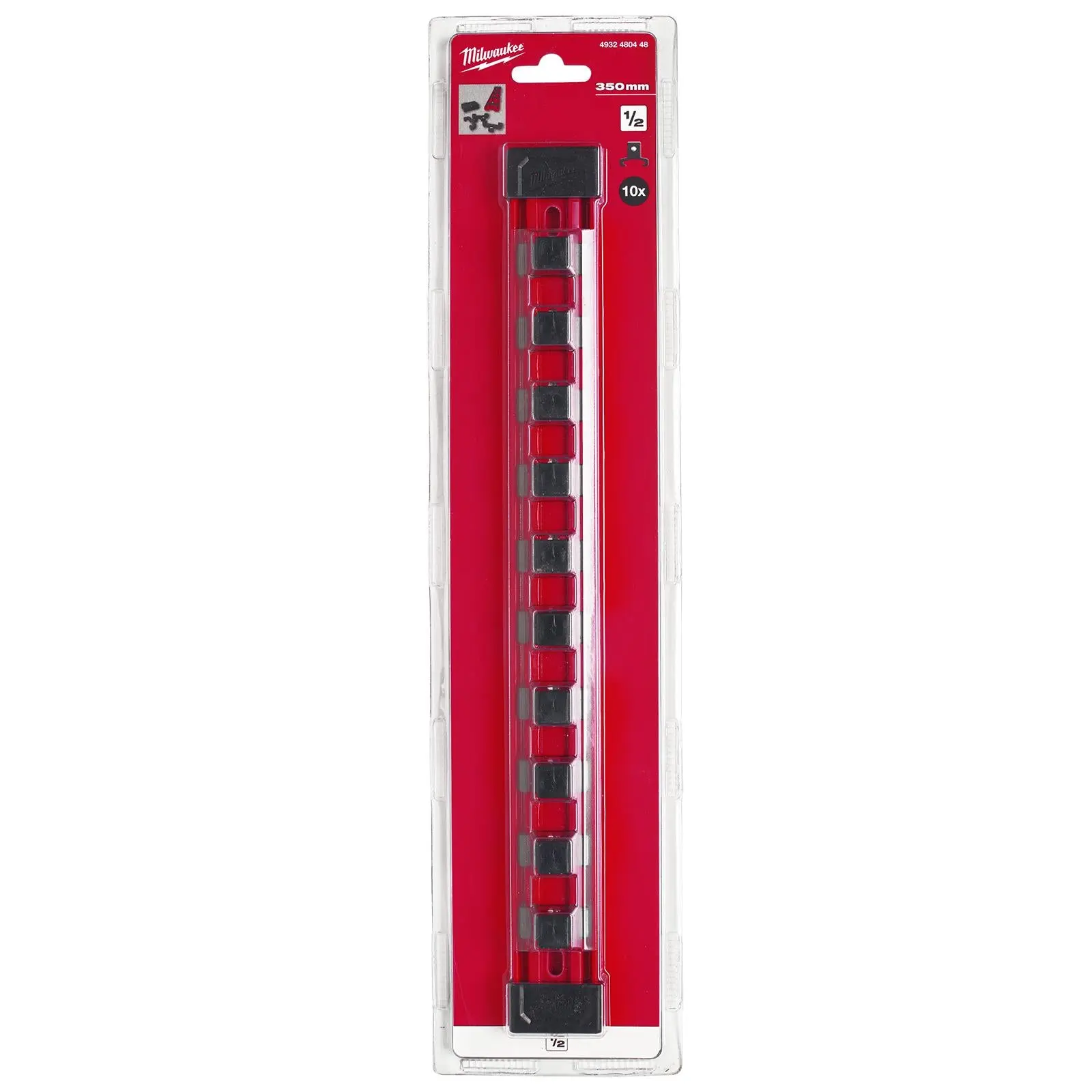 Milwaukee Impact Socket Rail 1/2" Drive 350mm with 10 Clips - Image 2