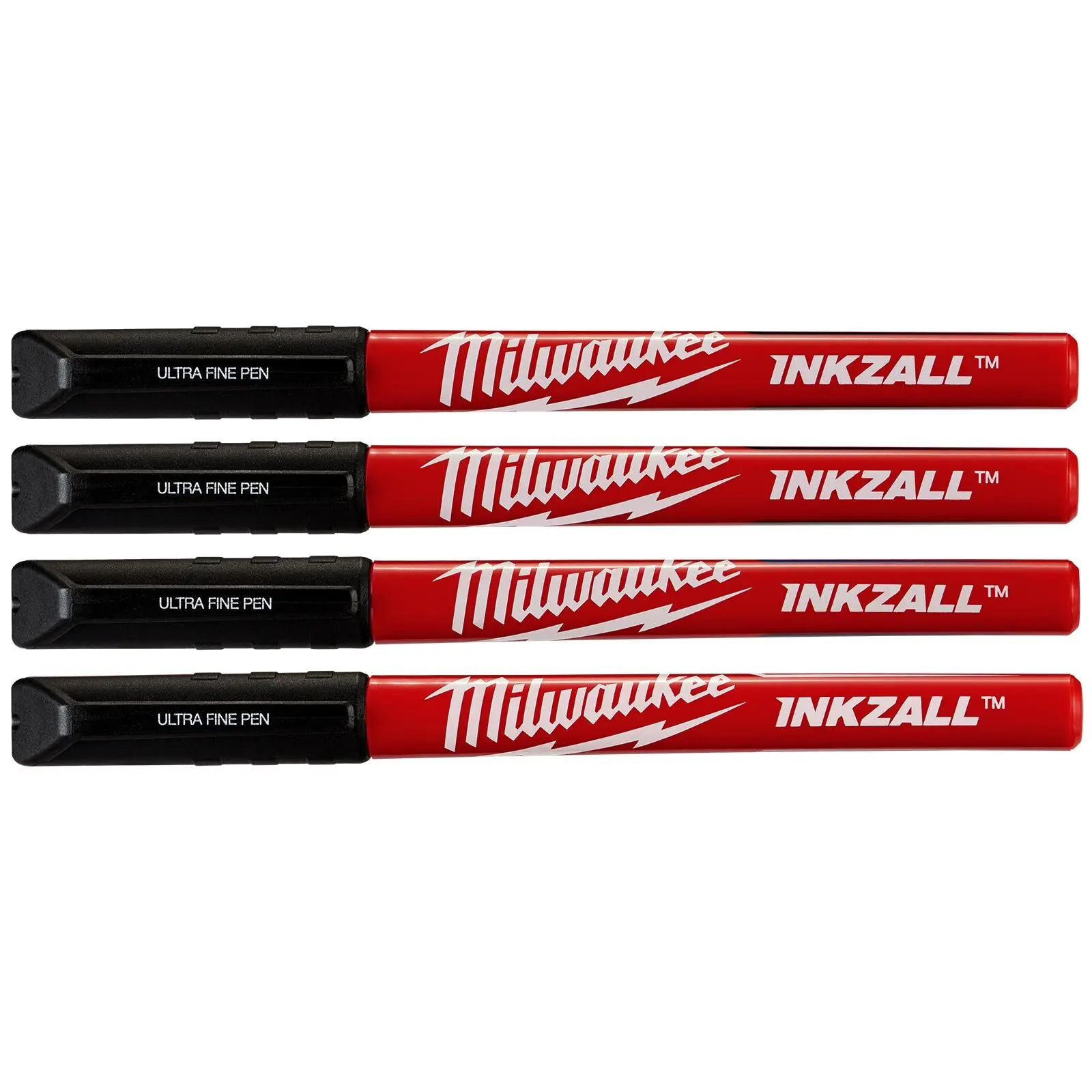 Milwaukee INKZALL Permanent Marker Pens 0.6mm Fine Tip Black 4 Piece - Image 3