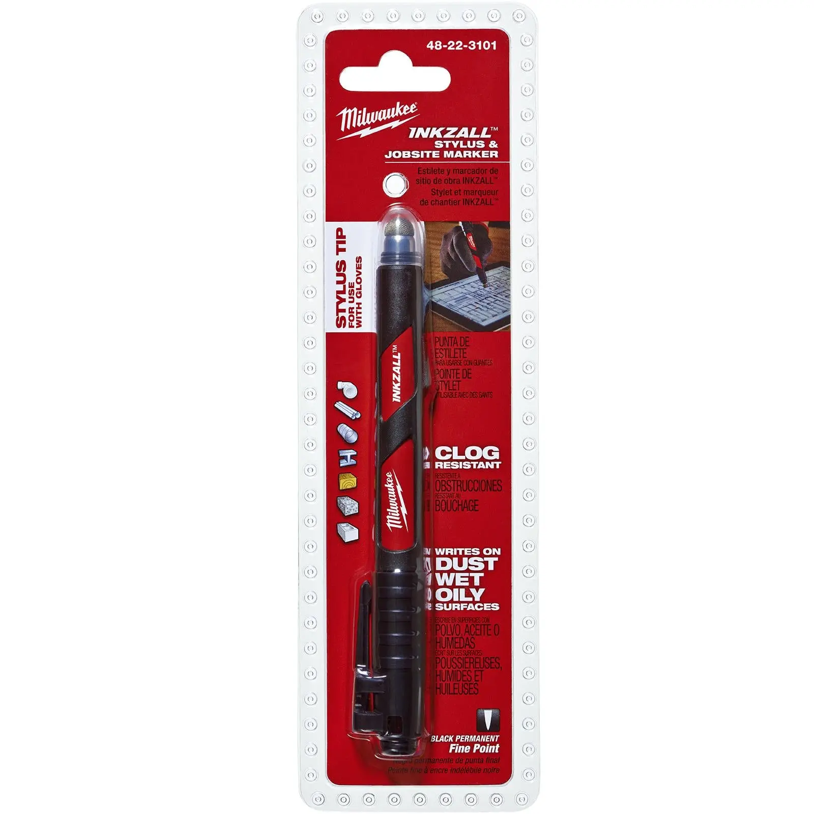 Milwaukee INKZALL Permanent Marker with Stylus 1mm Fine Point Black - Image 2