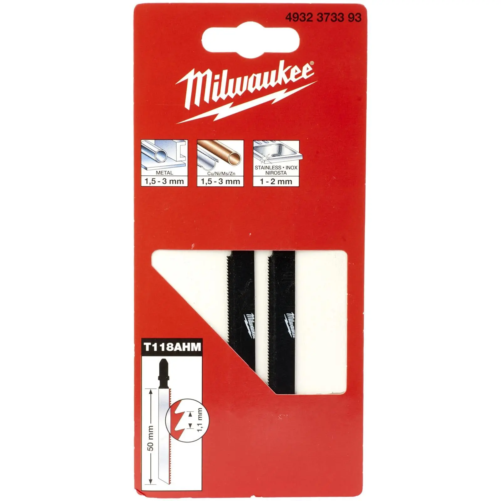 Milwaukee Jigsaw Blades Metal Stainless Steel Blade 50mm x 1.1mm T118AHM 2 Pieces