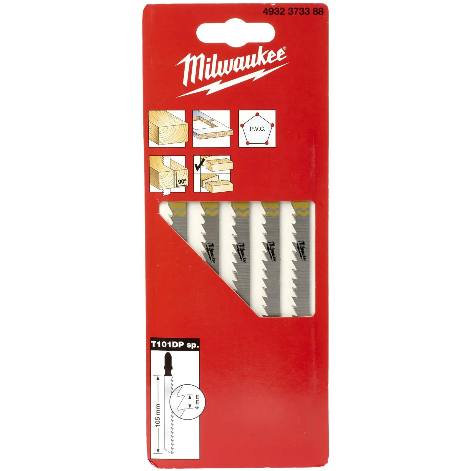 Milwaukee Jigsaw Blades Wood Plastic Precise Straight Cutting Kitchen Worktops 105mm x 4mm T101DP SP 5 Pieces