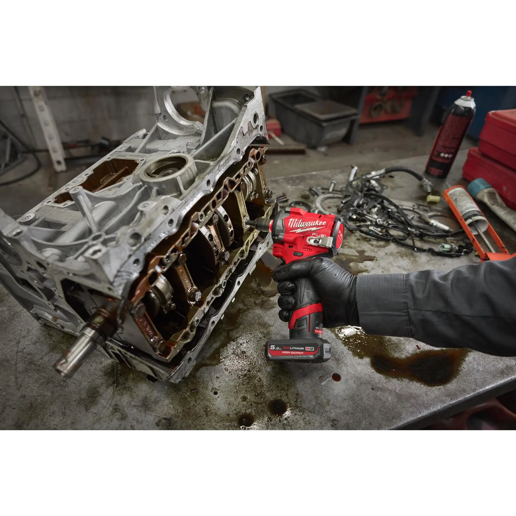 Milwaukee M12 Fuel 12V 3/8" Drive Cordless Compact Impact Wrench Friction Ring 2 x 5Ah HO Battery + Charger M12FCIWF38G3-502X - Image 8