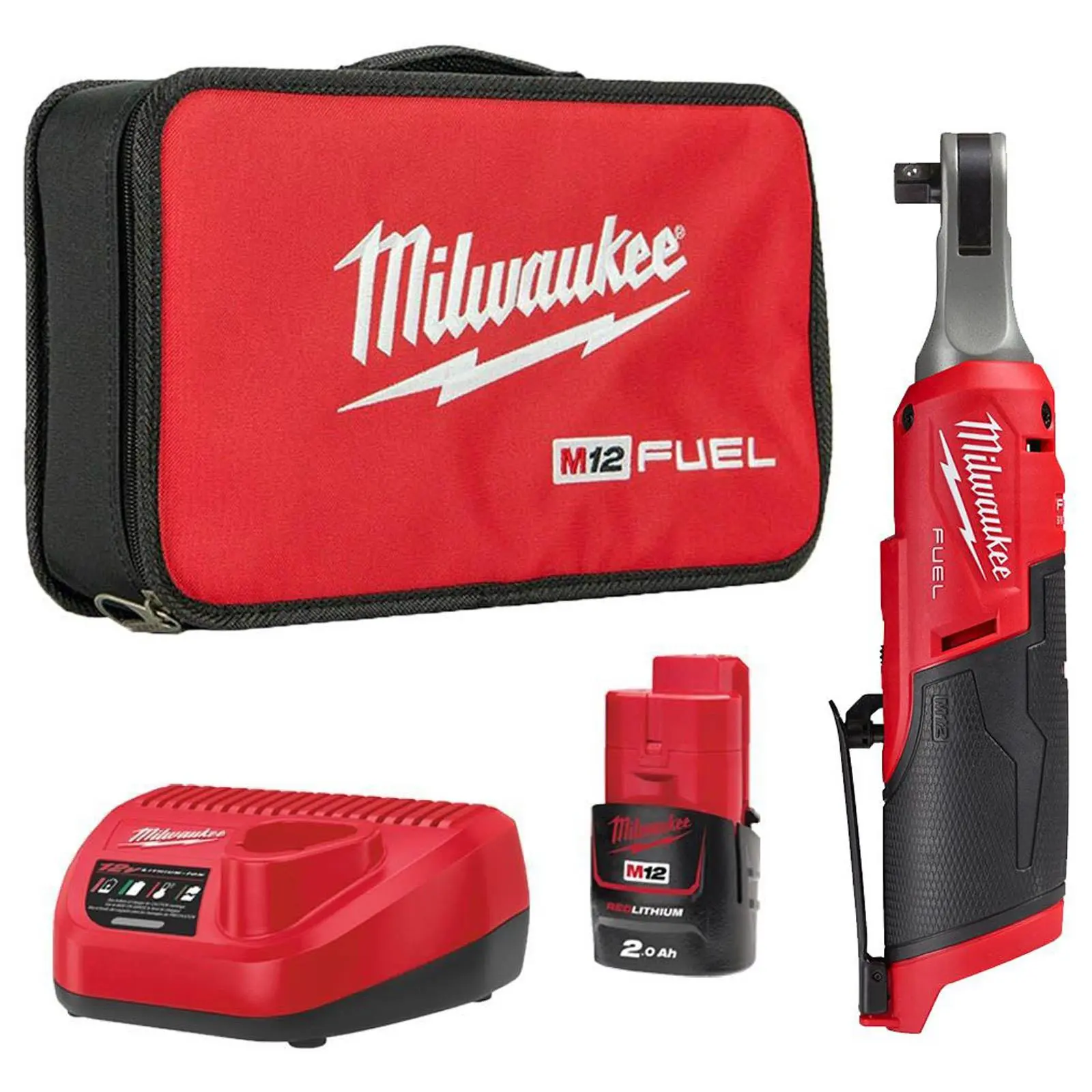 Milwaukee M12 Fuel 12V 3/8" Drive Cordless Sub Compact Ratchet 2Ah Battery + Charger M12FIR38-201B