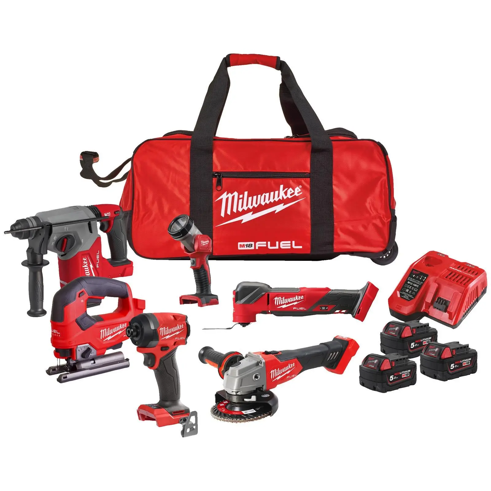 Milwaukee M18 18V Fuel Powerpack Cordless Kit 6 Piece Set 3 x Batteries + Charger M18FPP6L3-503B