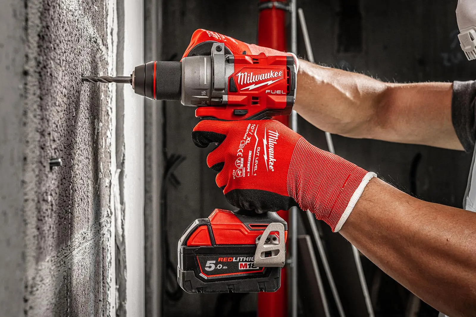 Milwaukee M18 Fuel 18V Percussion Cordless Combi Drill 2 x 5Ah Batteries and Charger M18FPD3-502X - Image 9