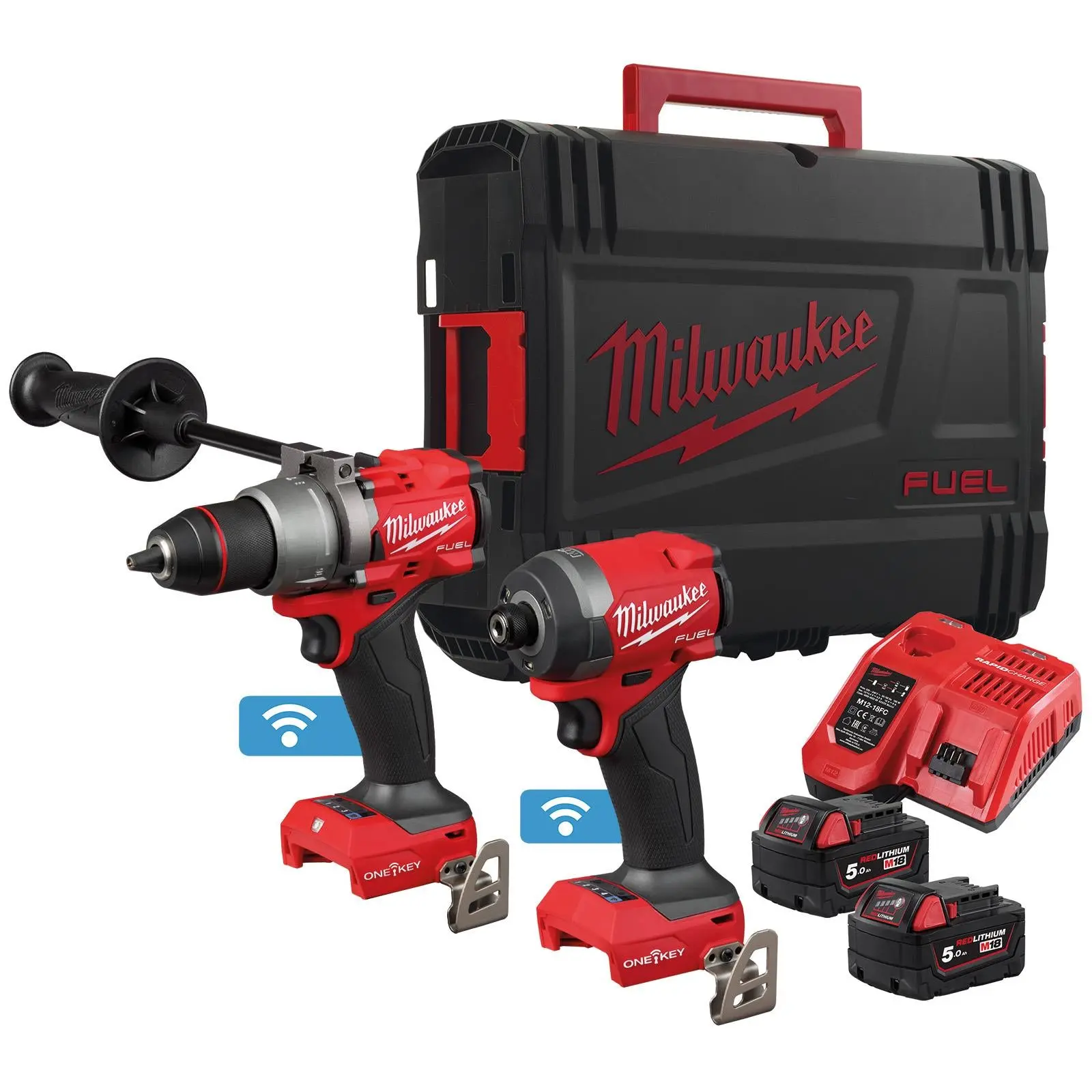 Milwaukee M18 Fuel One-Key Powerpack Kit 18V Cordless Combi Drill + Impact Driver 2 x 5Ah Batteries + Charger M18ONEPP2A3-502X