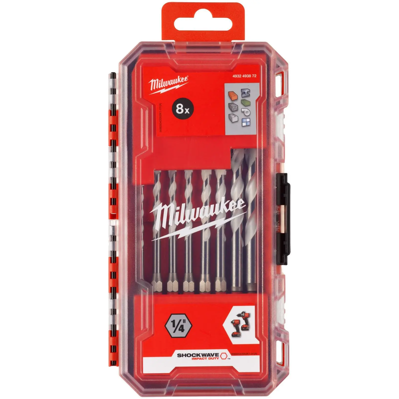 Milwaukee Multi Material Drill Bit Set Gen 2 PACKOUT Compatible Case 4-10mm 8 Pieces - Image 2
