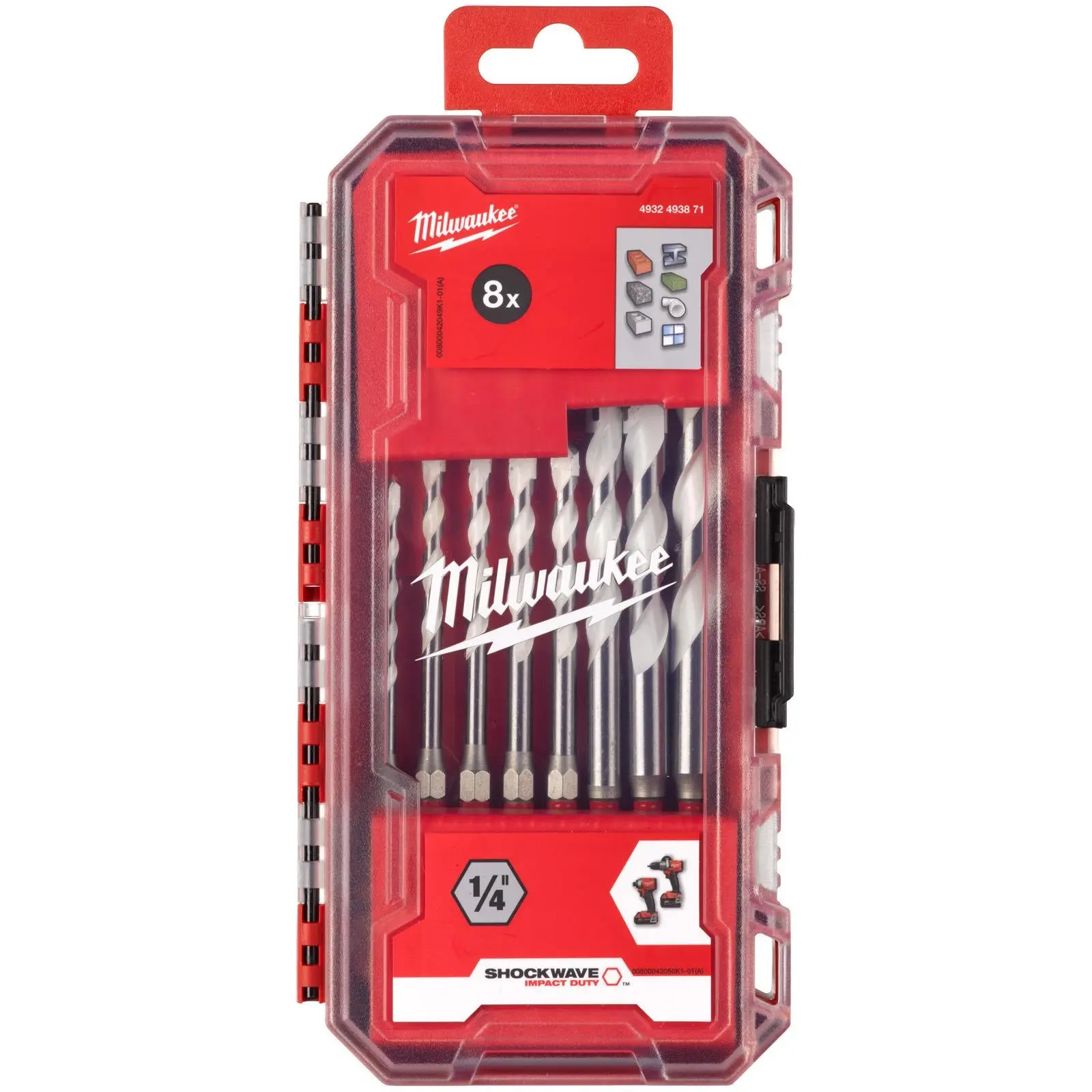 Milwaukee Multi Material Drill Bit Set Gen 2 PACKOUT Compatible Case 4-12mm 8 Pieces - Image 2