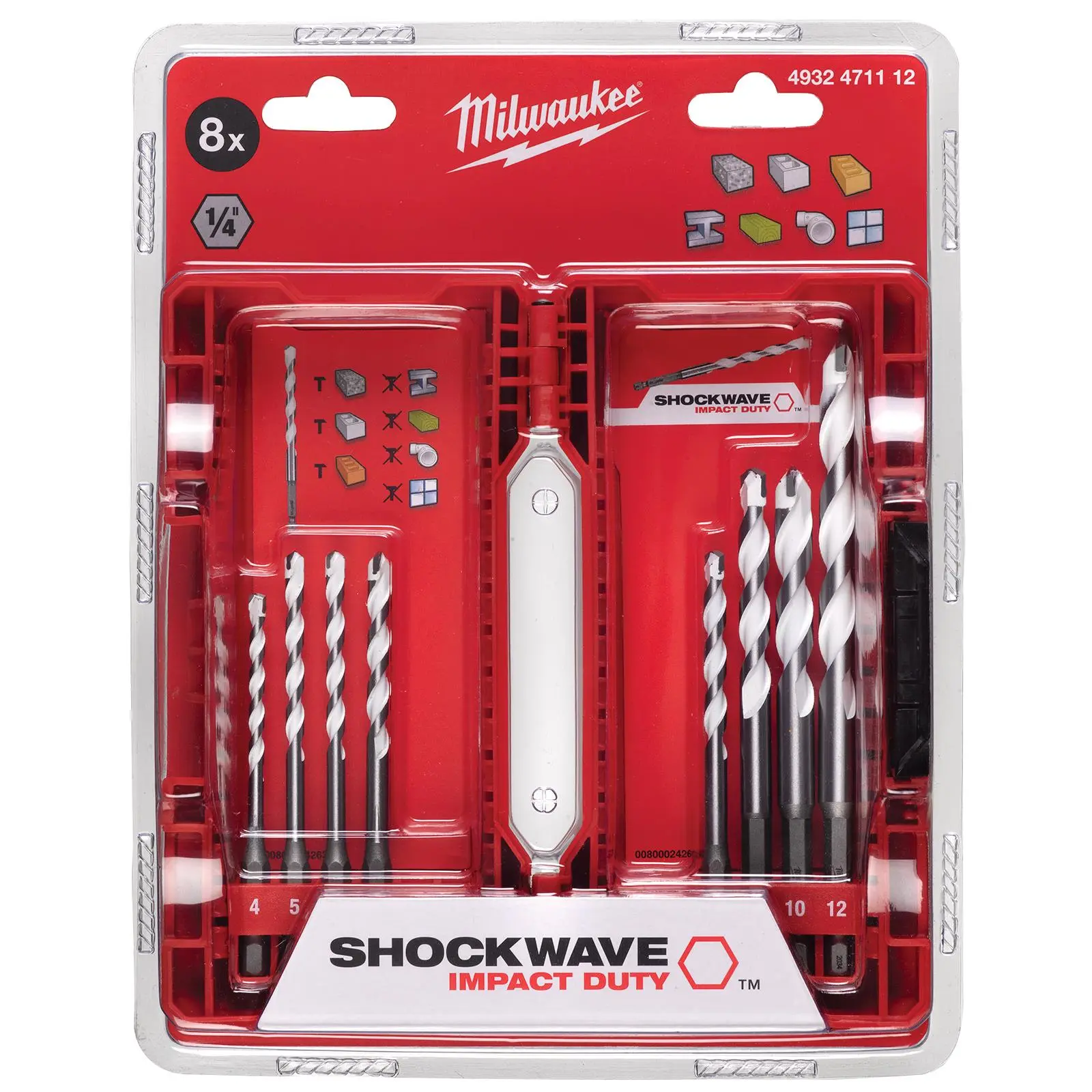 Milwaukee Multi Material Drill Bit Set Shockwave Impact Duty 8 Piece 4-12mm - Image 2
