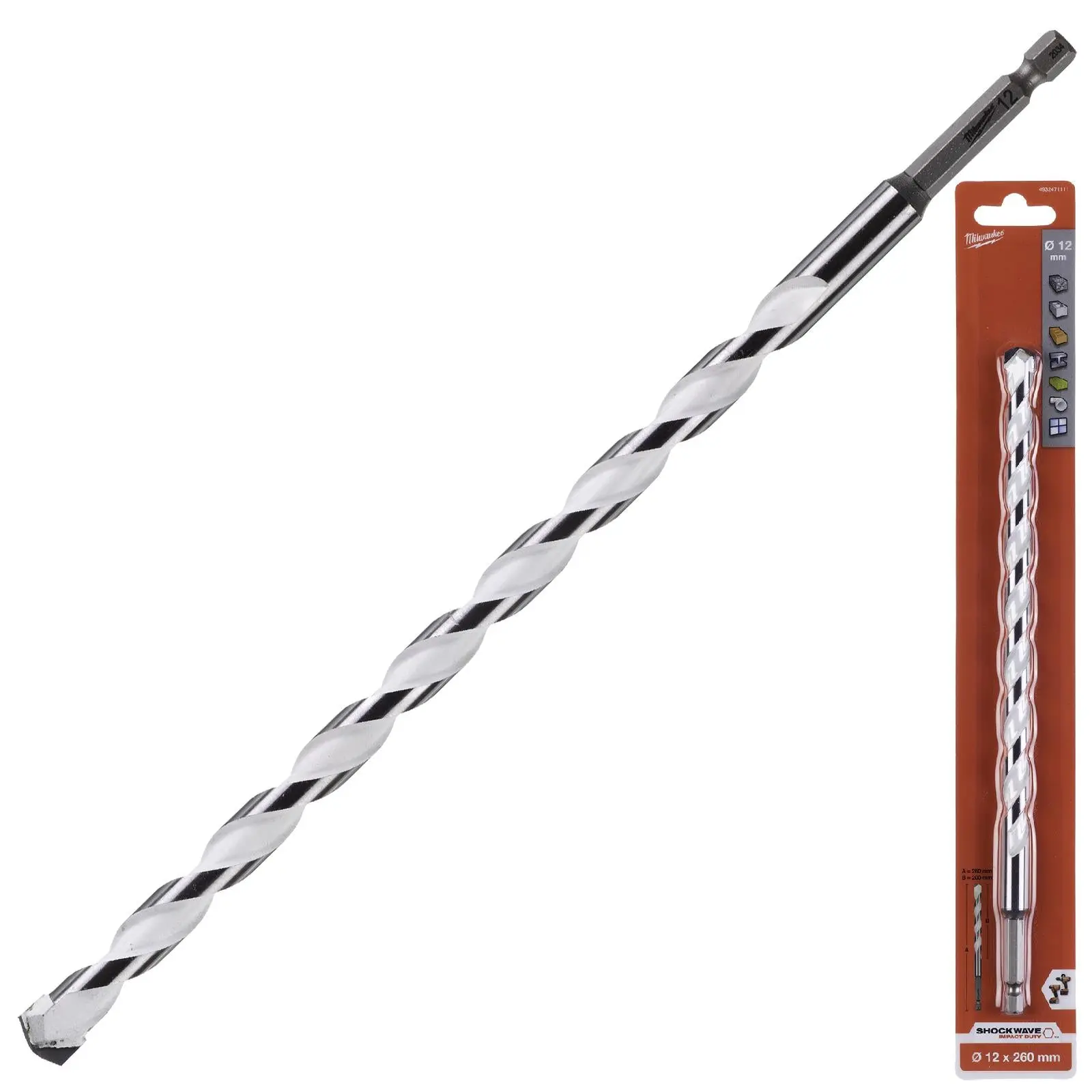 Milwaukee Multi Material Drill Bits Impact Rated TCT for Wood Metal Masonry - Image 37