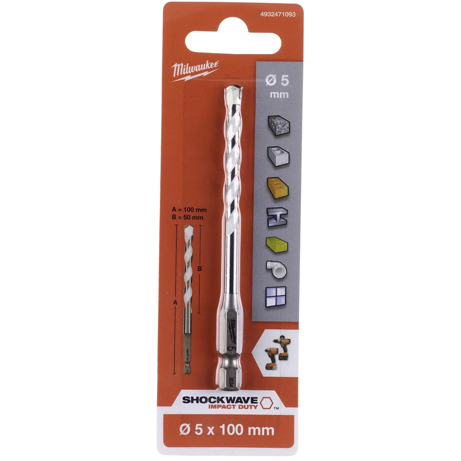 Milwaukee Multi Material Drill Bits Impact Rated TCT for Wood Metal Masonry - Image 53
