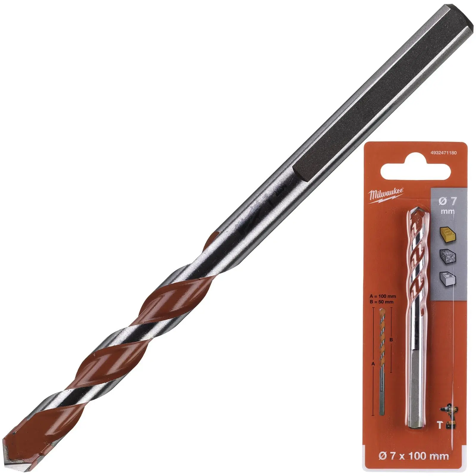 Milwaukee Premium Concrete Masonry Drill Bits 3 Flat Shank Hammer and Rotary - Image 40