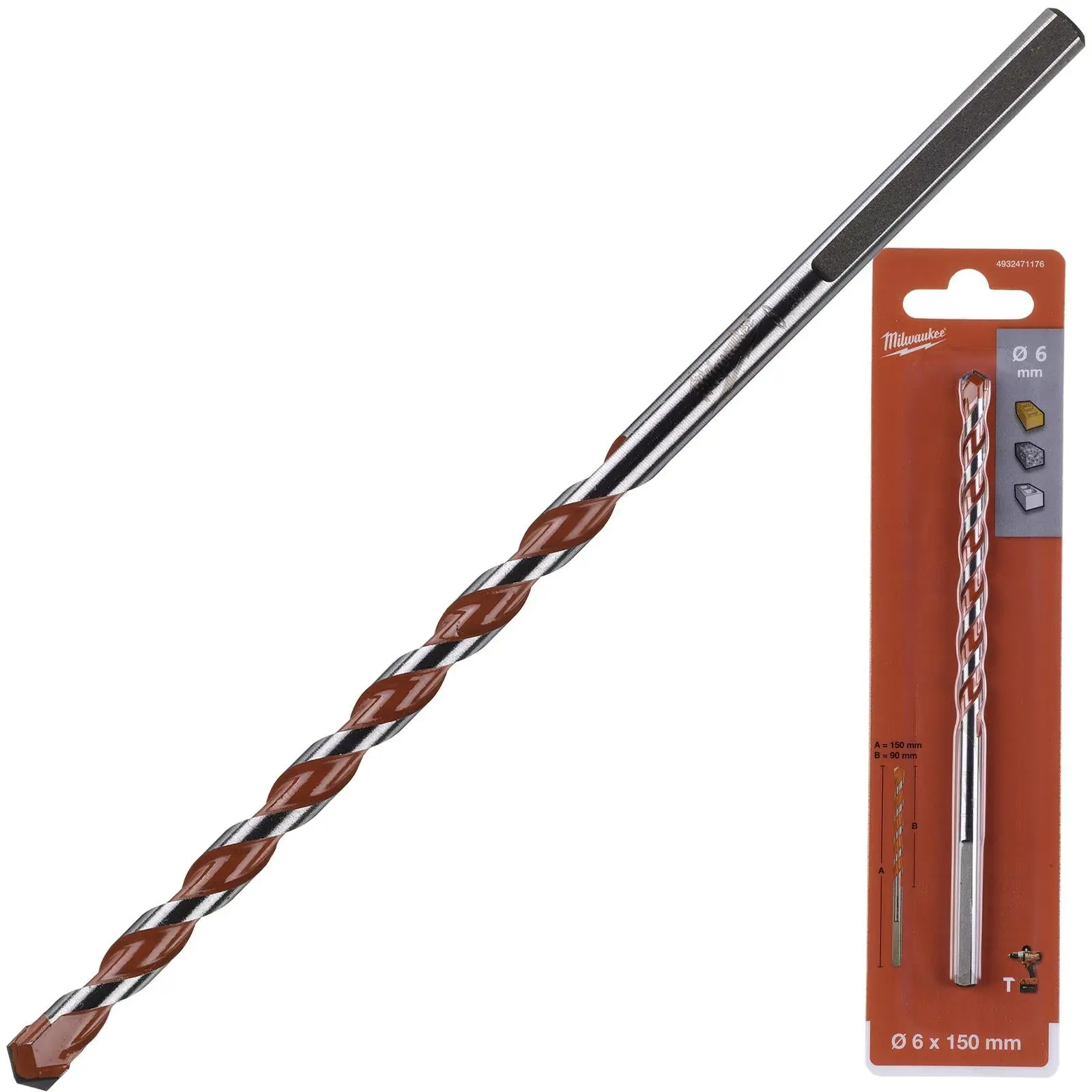 Milwaukee Premium Concrete Masonry Drill Bits 3 Flat Shank Hammer and Rotary - Image 46