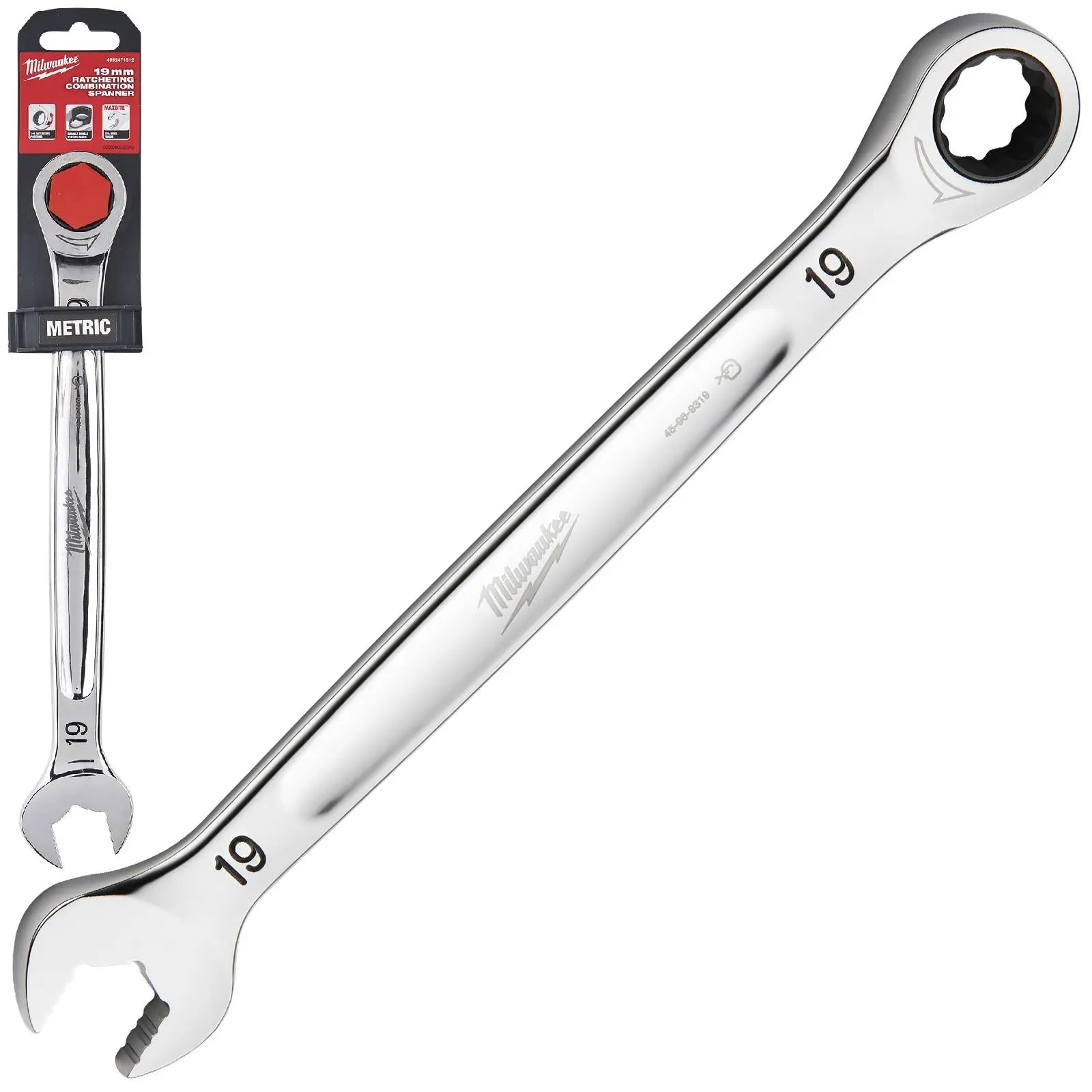 Milwaukee Ratchet Combination Spanners MAX BITE Fixed Head Open End Ring - Choose Size - Image 10