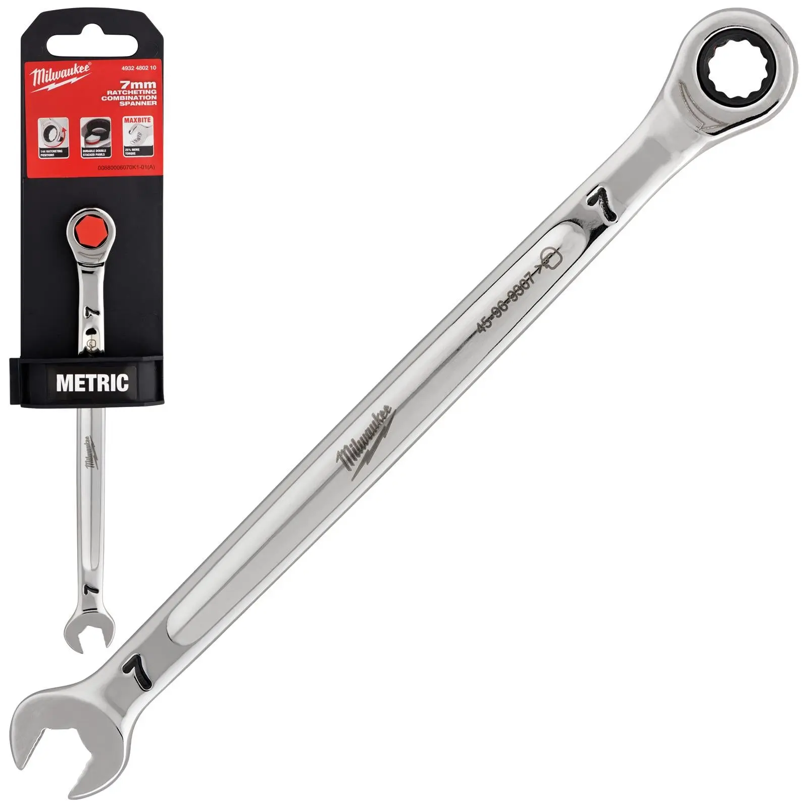 Milwaukee Ratchet Combination Spanners MAX BITE Fixed Head Open End Ring - Choose Size - Image 16