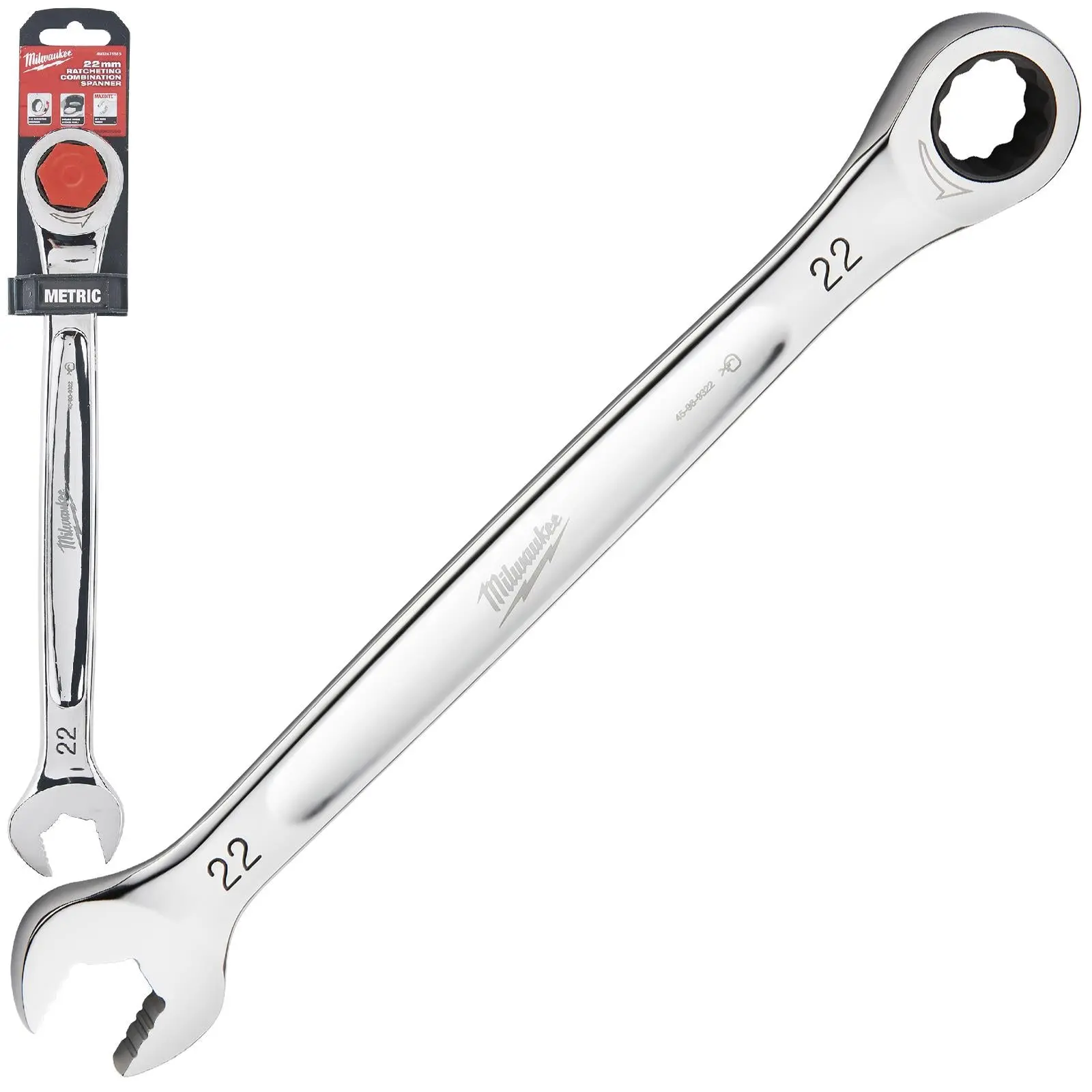 Milwaukee Ratchet Combination Spanners MAX BITE Fixed Head Open End Ring - Choose Size - Image 17