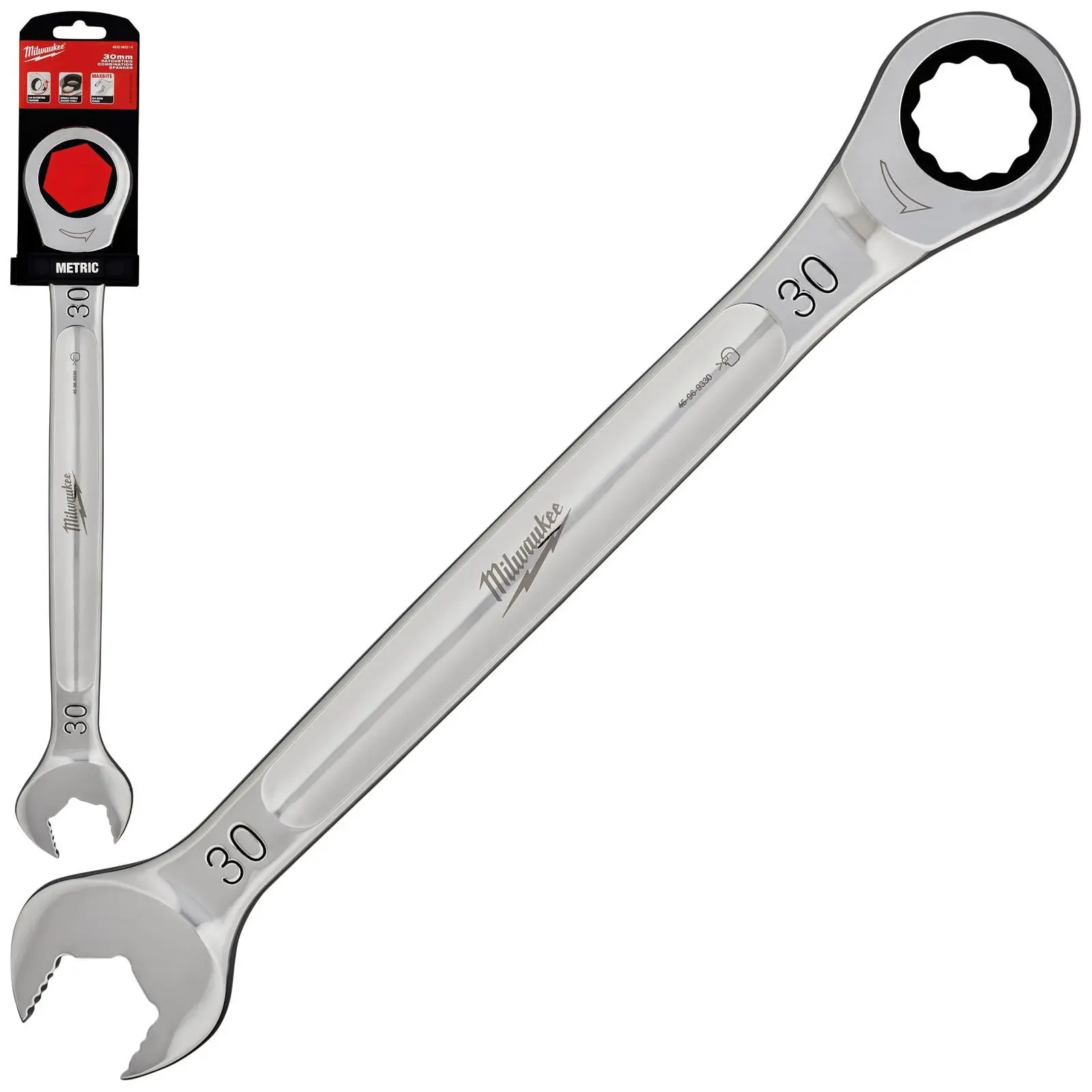 Milwaukee Ratchet Combination Spanners MAX BITE Fixed Head Open End Ring - Choose Size - Image 21