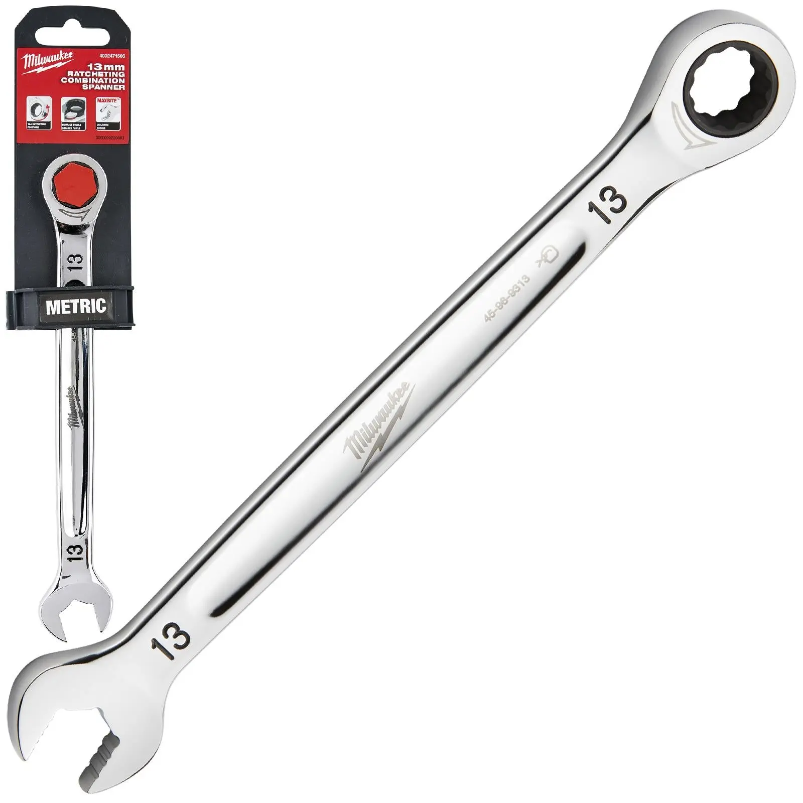 Milwaukee Ratchet Combination Spanners MAX BITE Fixed Head Open End Ring - Choose Size - Image 22