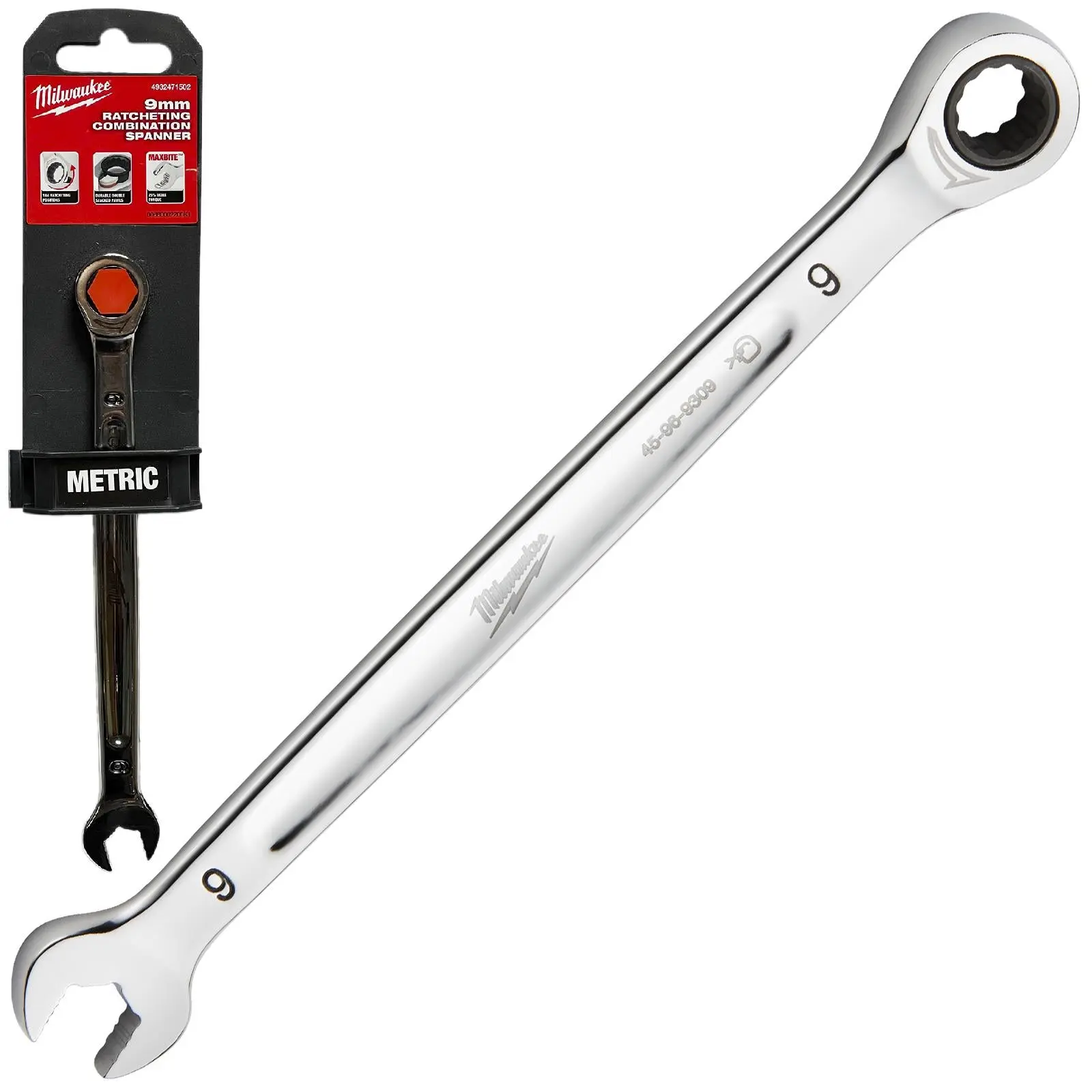 Milwaukee Ratchet Combination Spanners MAX BITE Fixed Head Open End Ring - Choose Size - Image 26