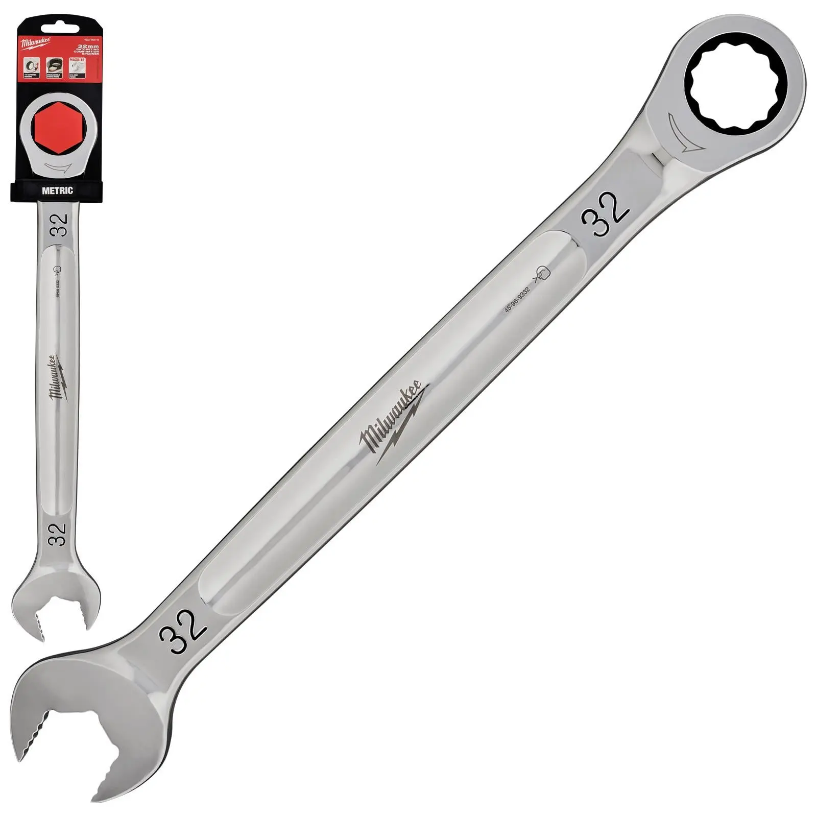 Milwaukee Ratchet Combination Spanners MAX BITE Fixed Head Open End Ring - Choose Size - Image 29