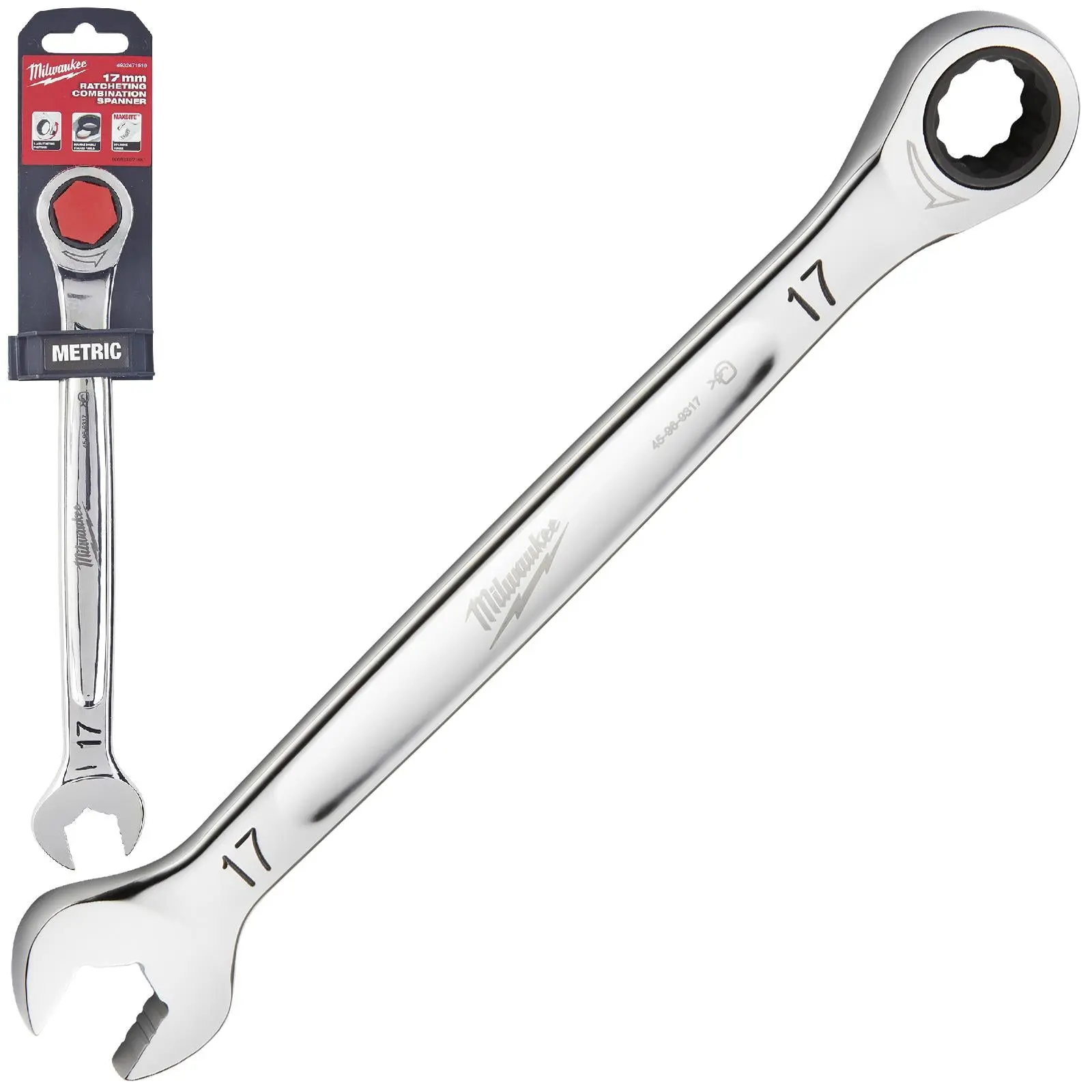 Milwaukee Ratchet Combination Spanners MAX BITE Fixed Head Open End Ring - Choose Size - Image 30