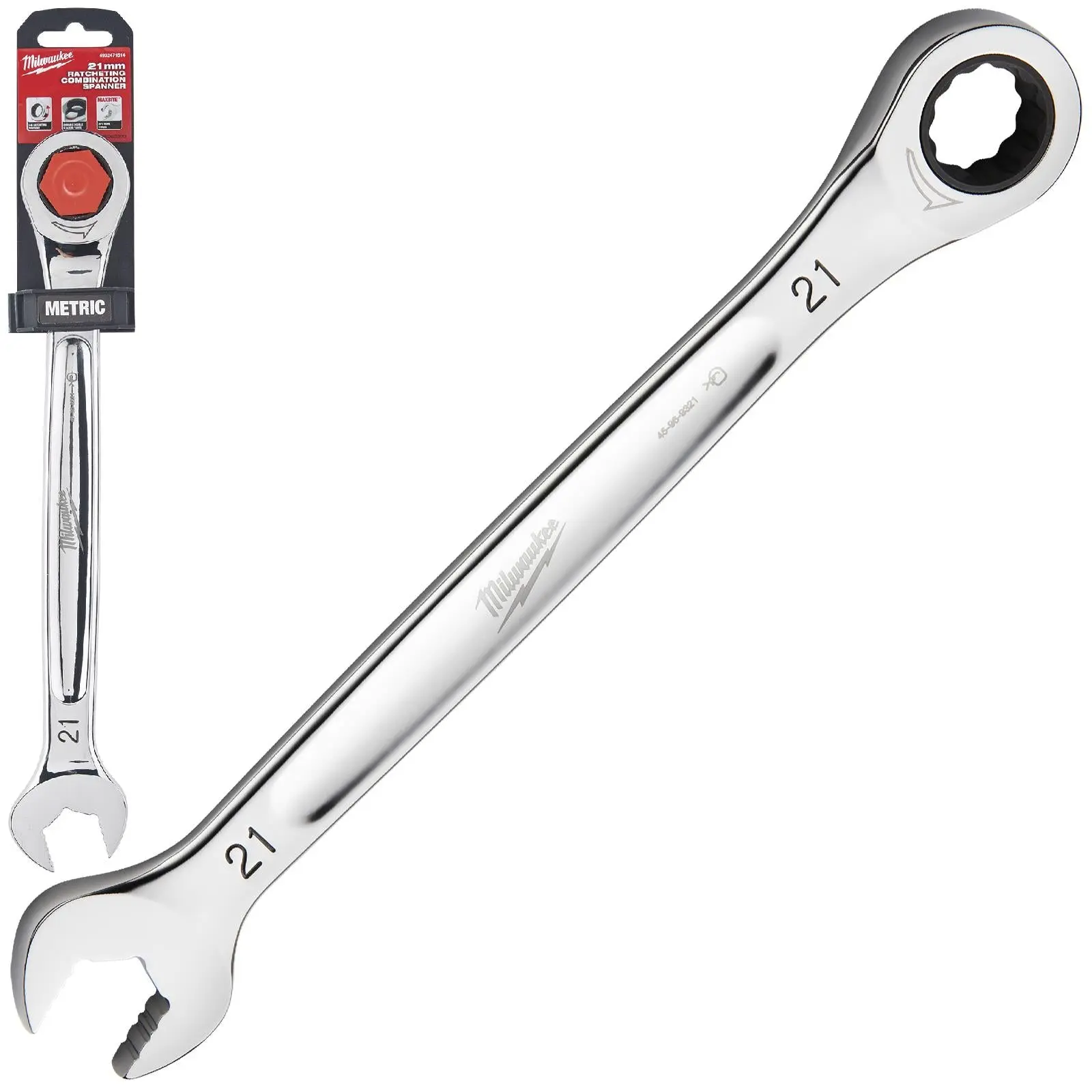 Milwaukee Ratchet Combination Spanners MAX BITE Fixed Head Open End Ring - Choose Size - Image 33