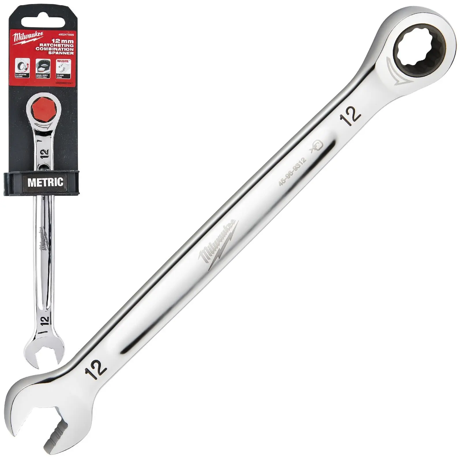 Milwaukee Ratchet Combination Spanners MAX BITE Fixed Head Open End Ring - Choose Size - Image 36