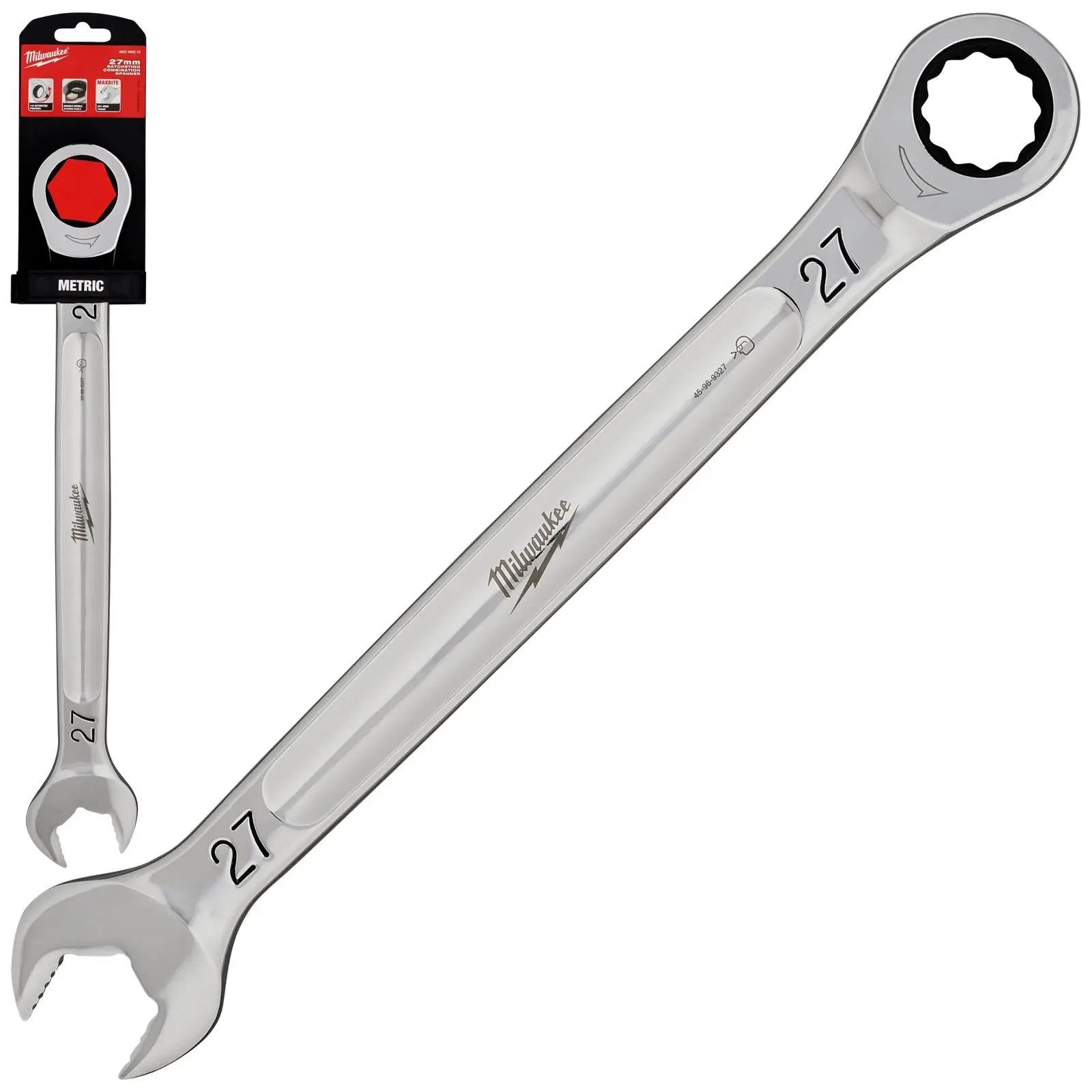 Milwaukee Ratchet Combination Spanners MAX BITE Fixed Head Open End Ring - Choose Size - Image 39