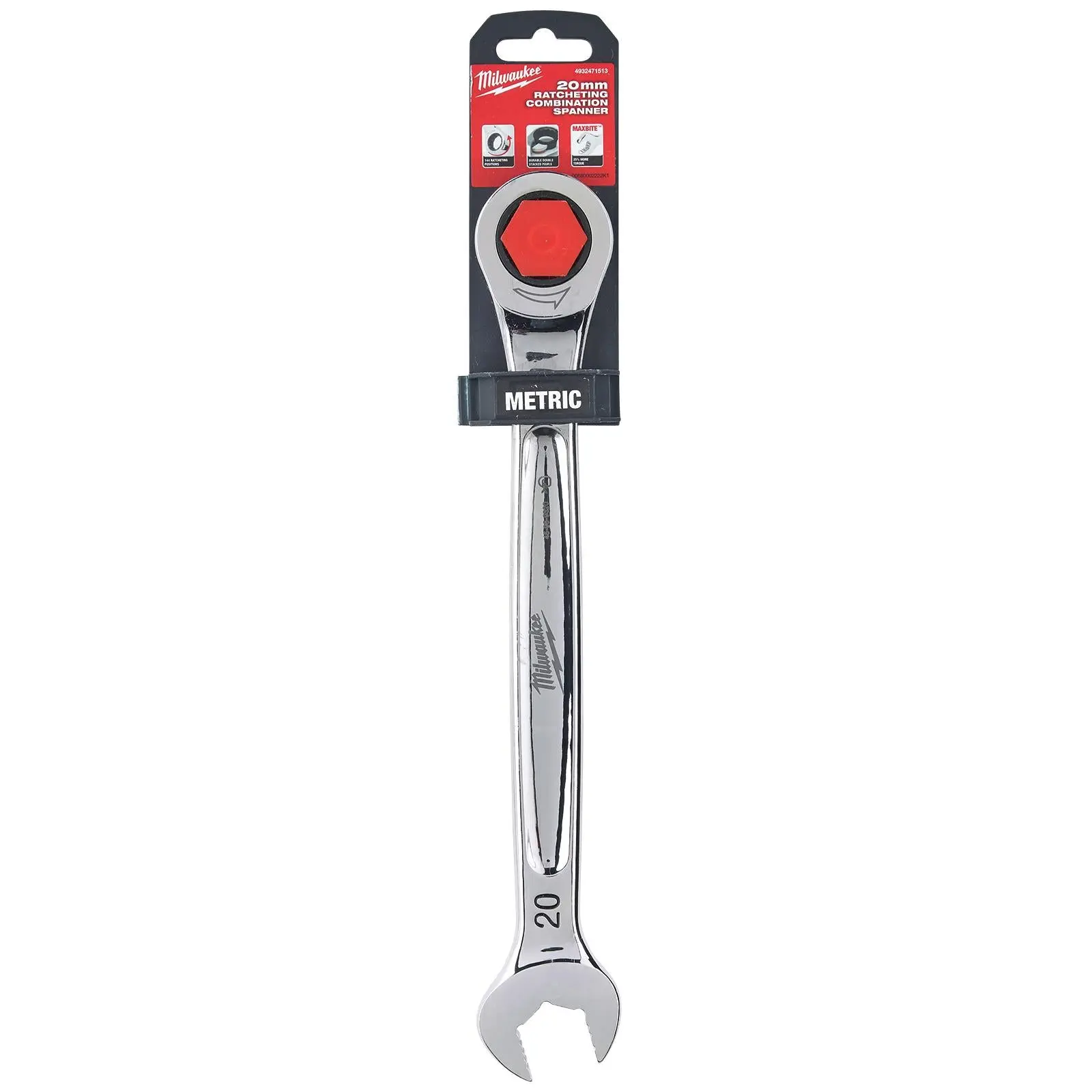 Milwaukee Ratchet Combination Spanners MAX BITE Fixed Head Open End Ring - Choose Size - Image 48